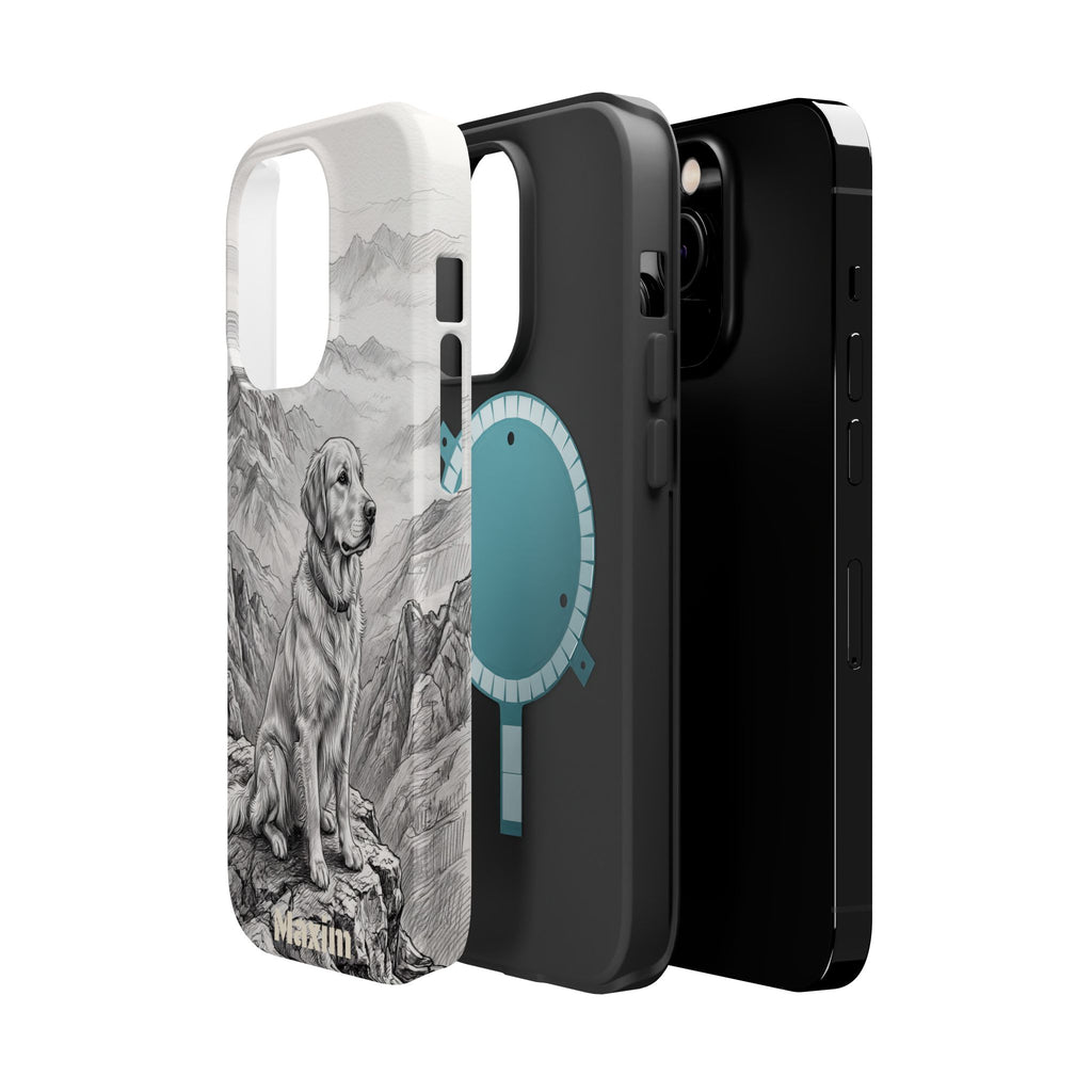 Personalized Golden Retriever Mountain Peak Phone Case — Wireless Charging Cover
