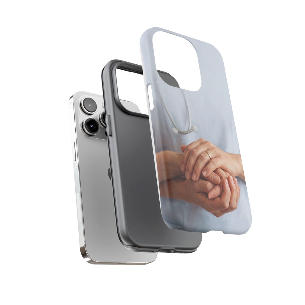 Nurse's Comforting Hands Phone Case | Caring Hands & Stethoscope Illustration | iPhone & Samsung