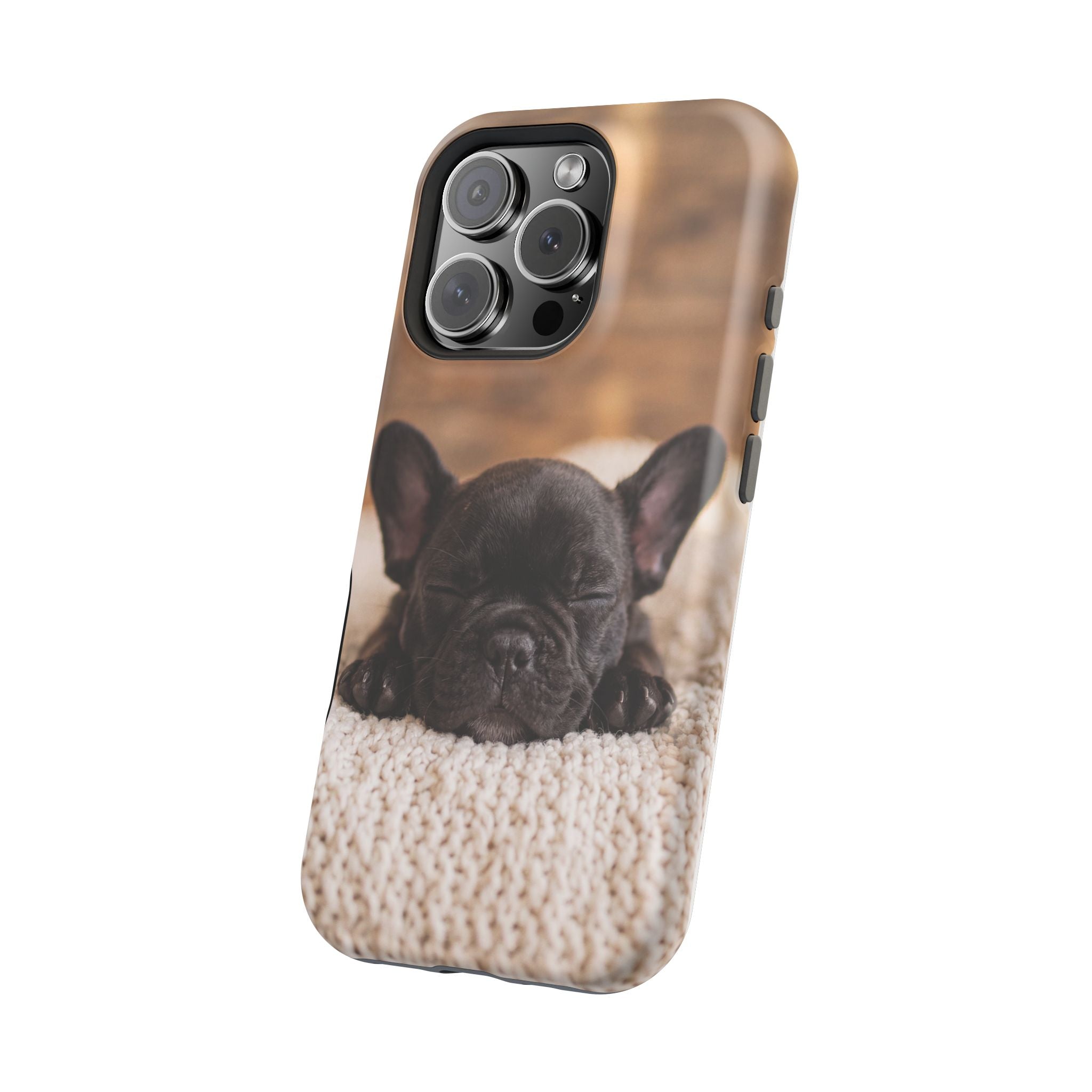 Sleepy French Bulldog Phone Case — Impact-Resistant Wireless Charging Cover