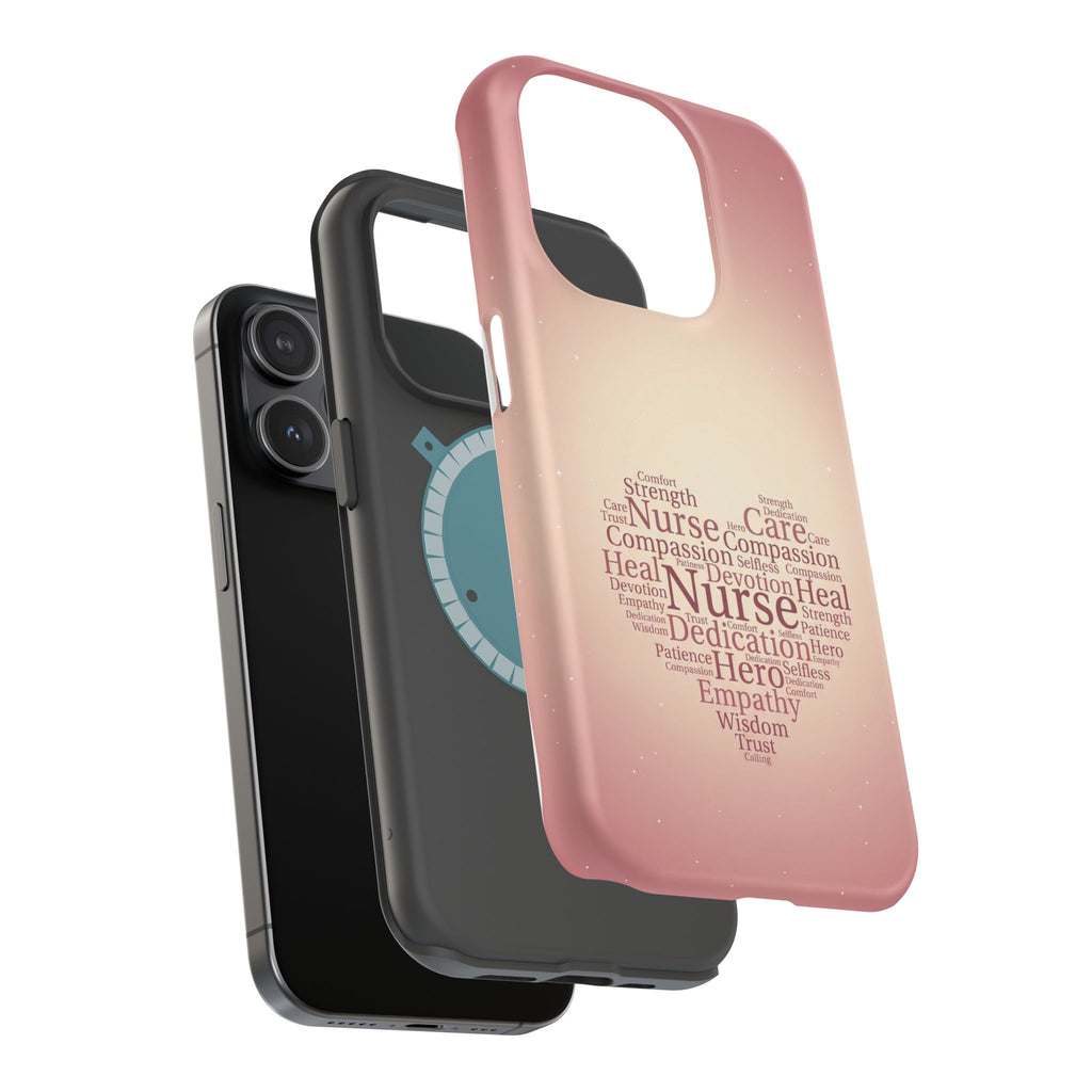 Nurse Heart Word Art Phone Case — Impact-Resistant Wireless Charging Cover