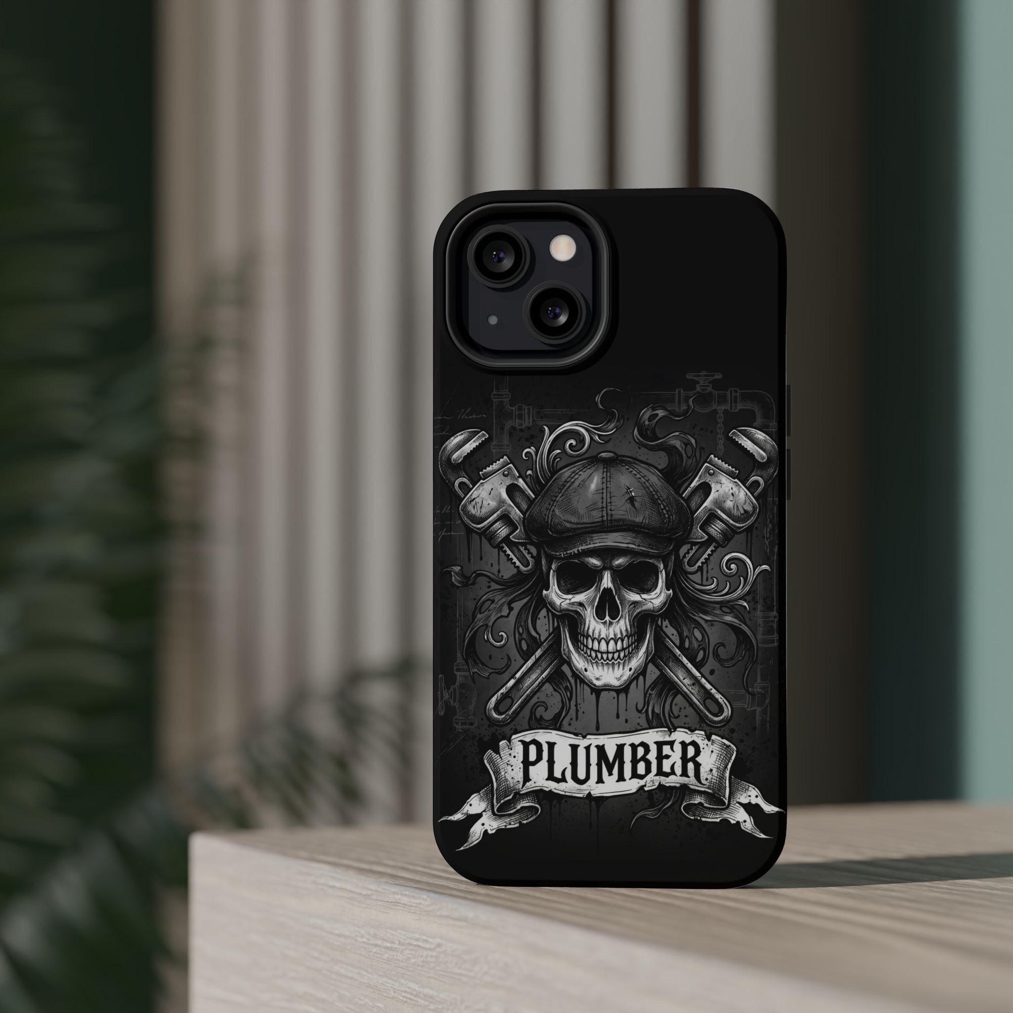 Skull & Wrenches Plumber Phone Case — Wireless Charging Cover