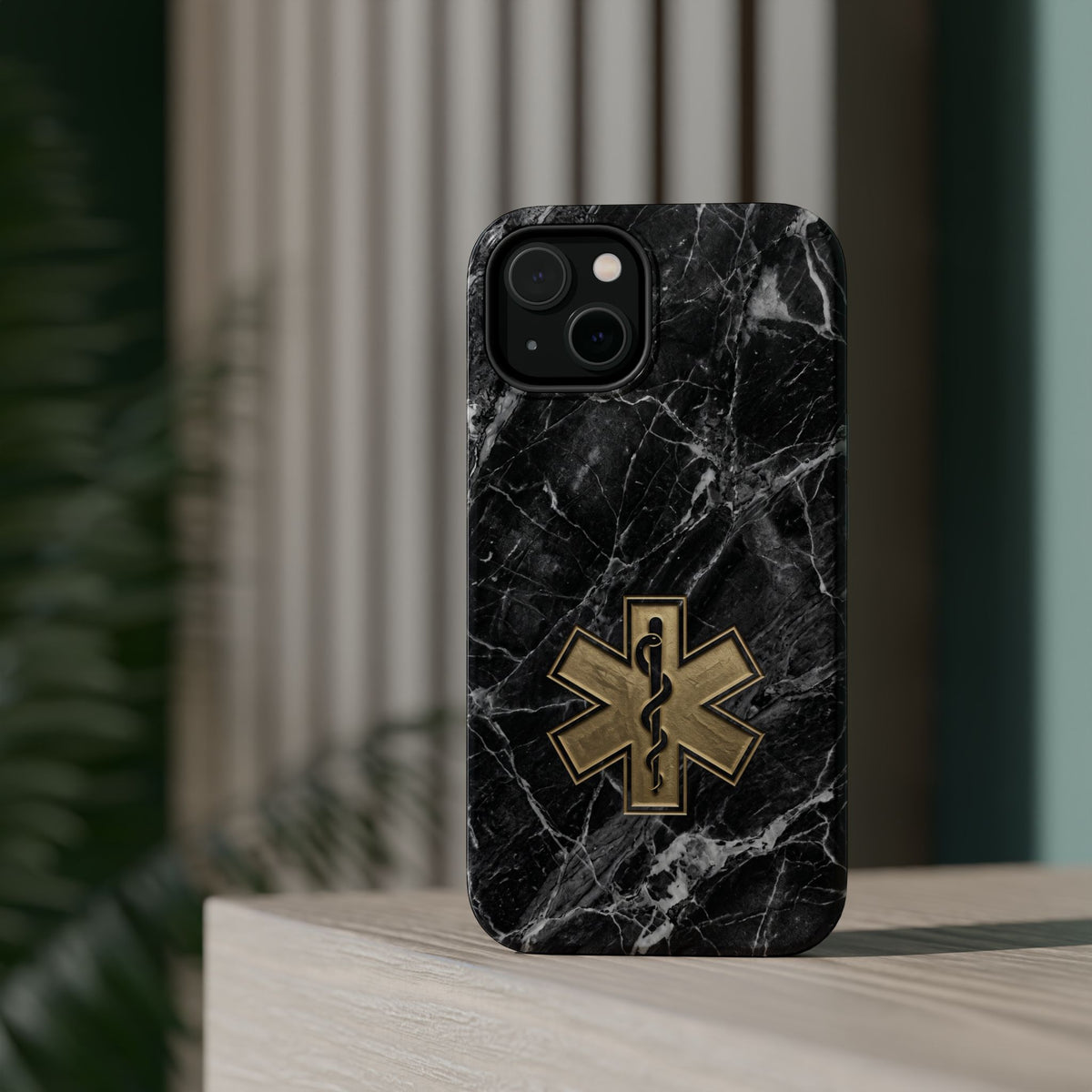 Paramedic/EMT Marble Phone Case — Magnetic Wireless Charging Cover