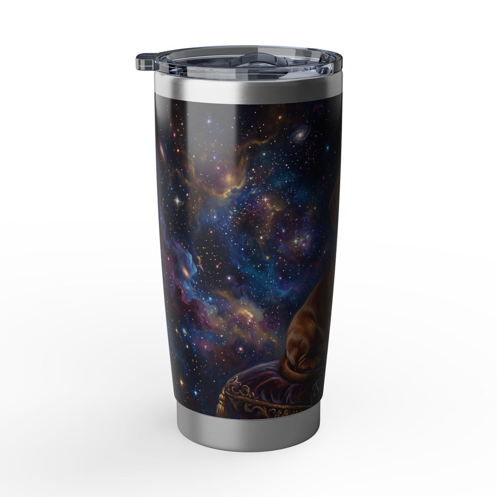 Dachshund King Stainless Tumbler — 20oz Personalized Travel Mug with Crowned Dog Purple Galaxy Design