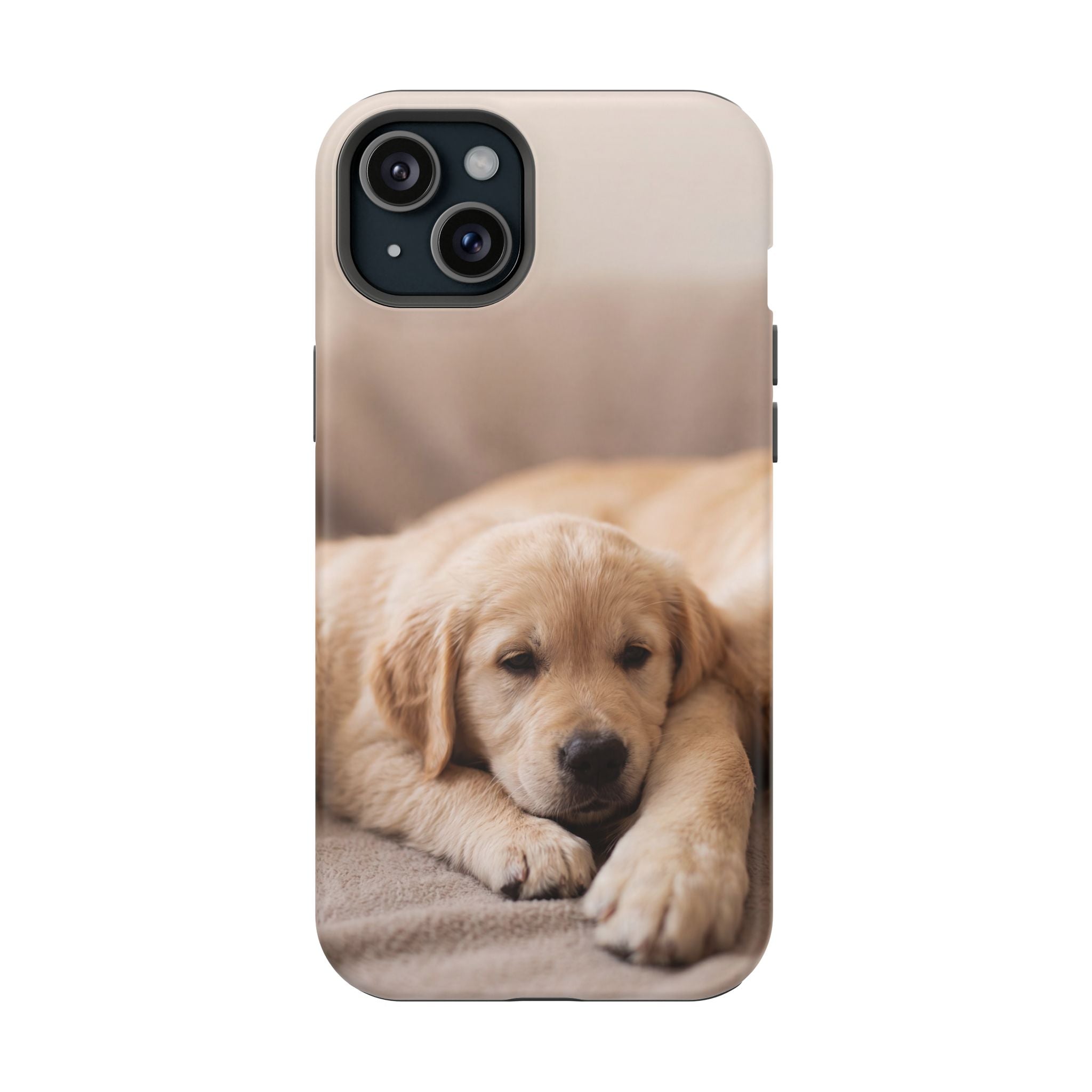 Golden Retriever Puppy Phone Case — Impact-Resistant Wireless Charging Cover