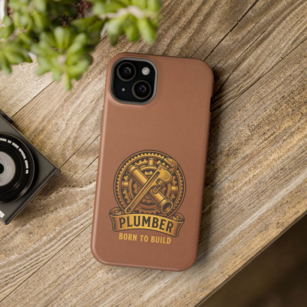 Plumber Born to Build Phone Case — Badge Wireless Charging Cover