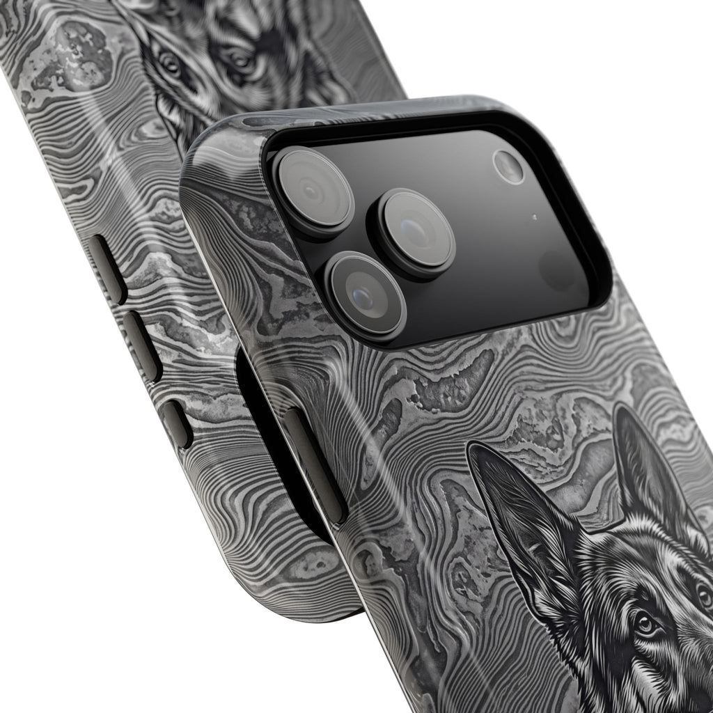 German Shepherd Phone Case | Damascus Art — Tough Magnetic Case with Wireless Charging