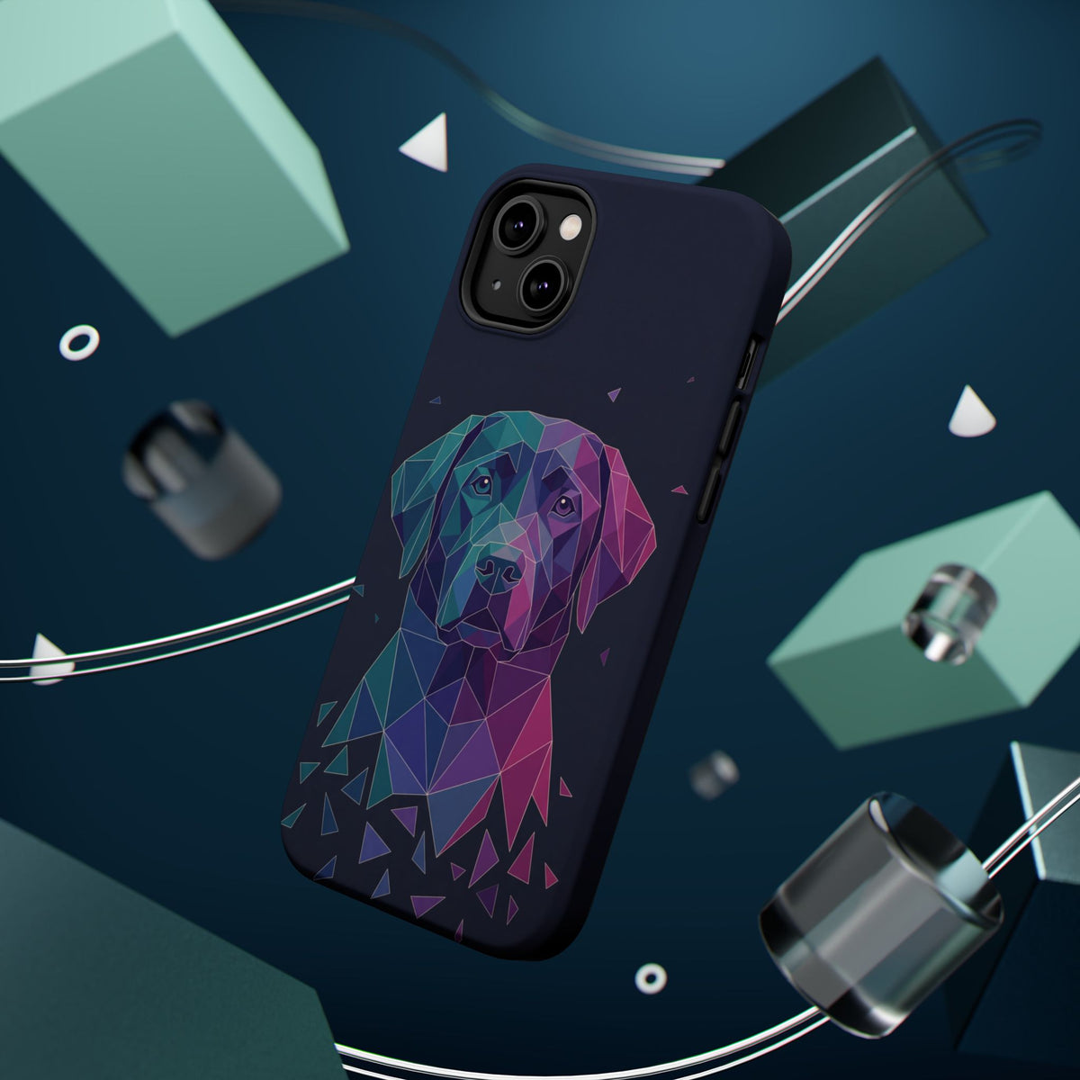 Geometric Labrador Phone Case — Tough Magnetic Case with Wireless Charging