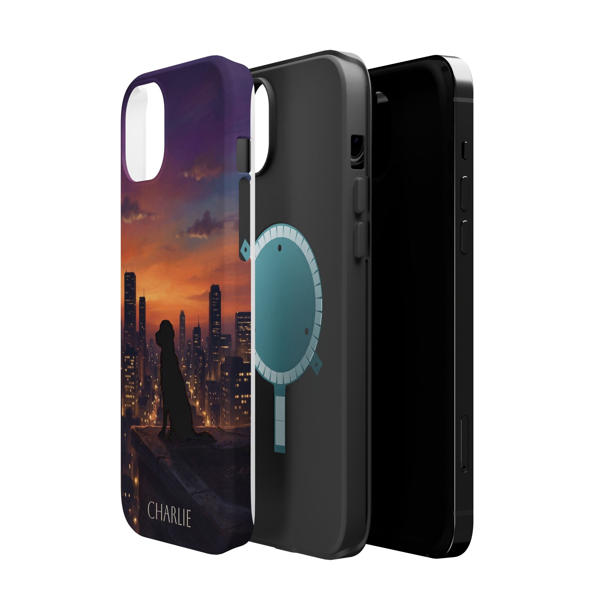 Personalized Golden Retriever City Skyline Phone Case — Wireless Charging Cover