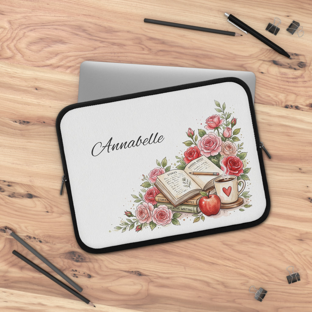 Personalized Teacher Laptop Sleeve | Custom Name Floral Watercolor Laptop Case | Teacher Appreciation Gift