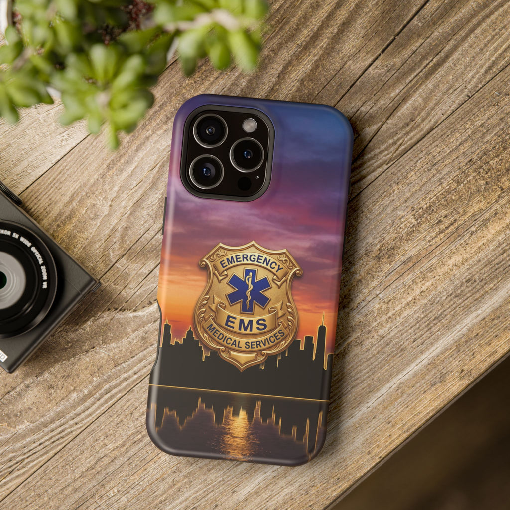 EMS Badge Sunset Skyline Phone Case — Magnetic Wireless Charging Cover