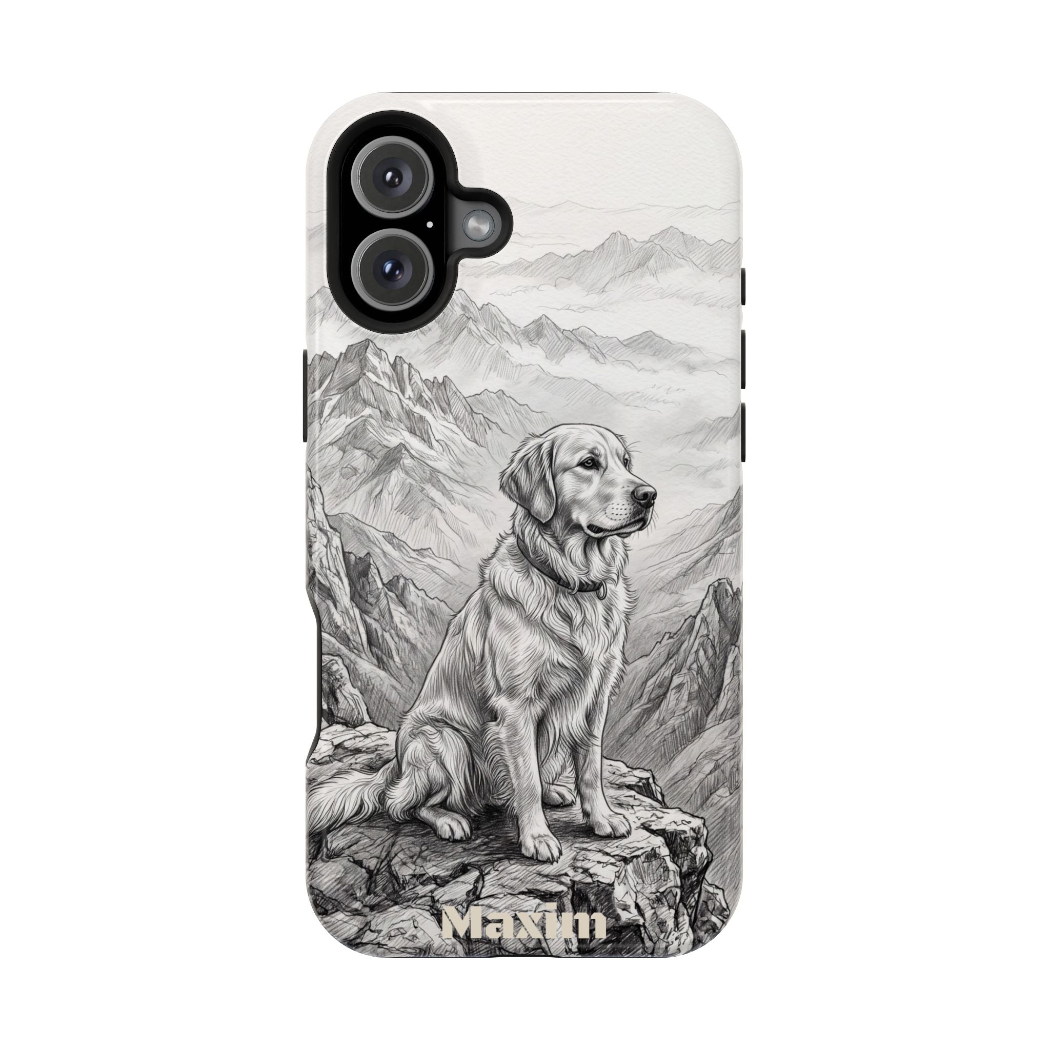 Personalized Golden Retriever Mountain Peak Phone Case — Wireless Charging Cover