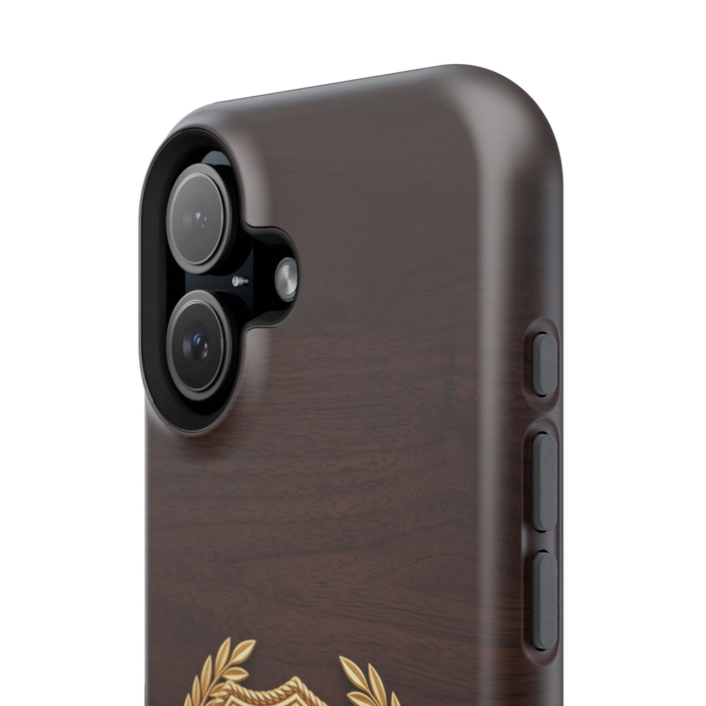 Gold Paramedic Laurel Badge Wood Phone Case — Magnetic Wireless Charging Cover