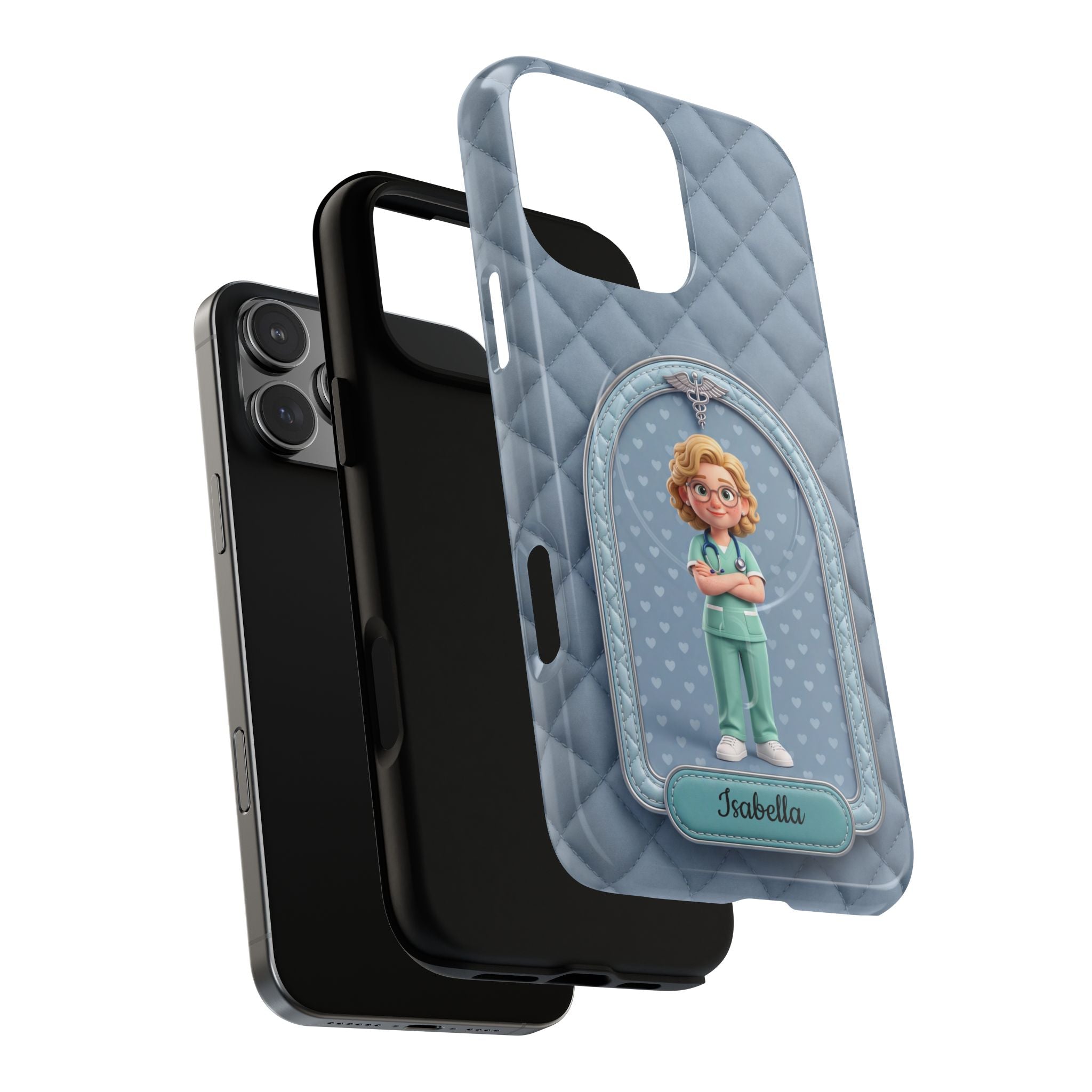 Personalized Nurse Phone Case | Quilted Badge Design, Custom Name iPhone Case