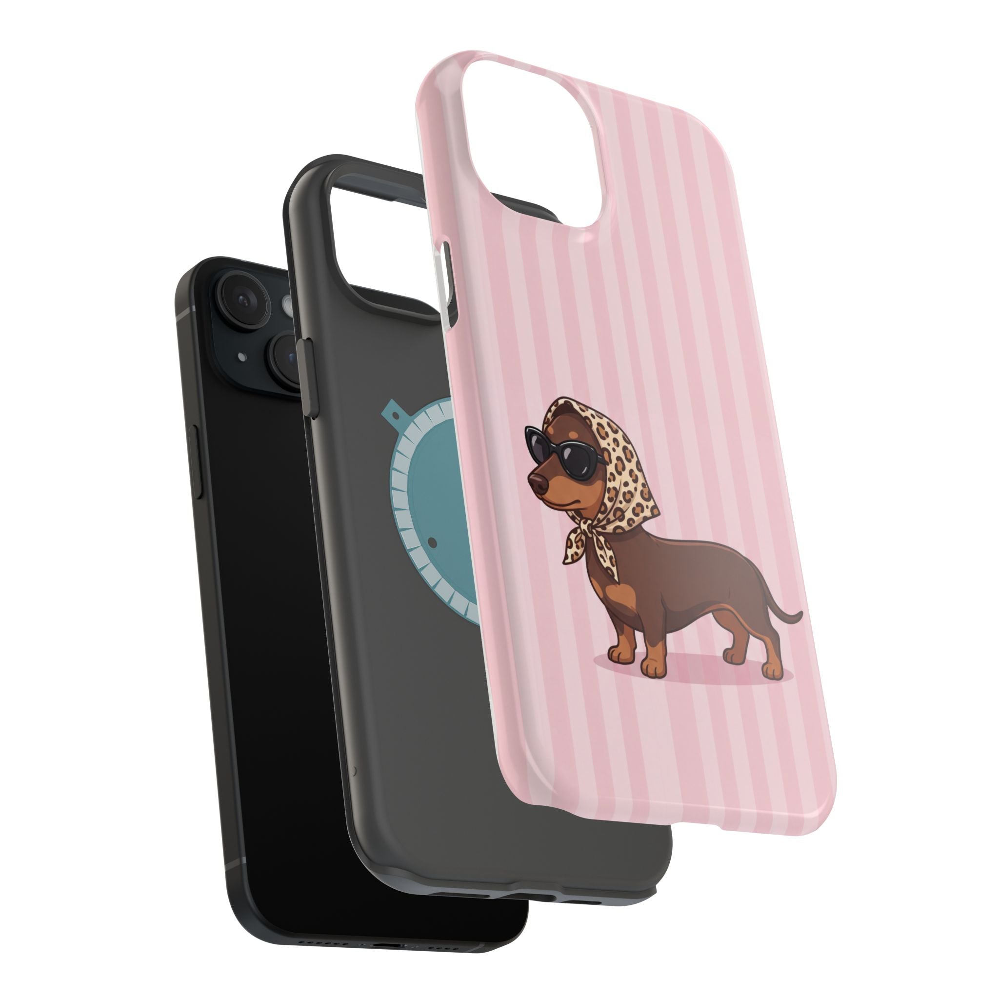 Preppy Dachshund Phone Case — Impact-Resistant Wireless Charging Cover