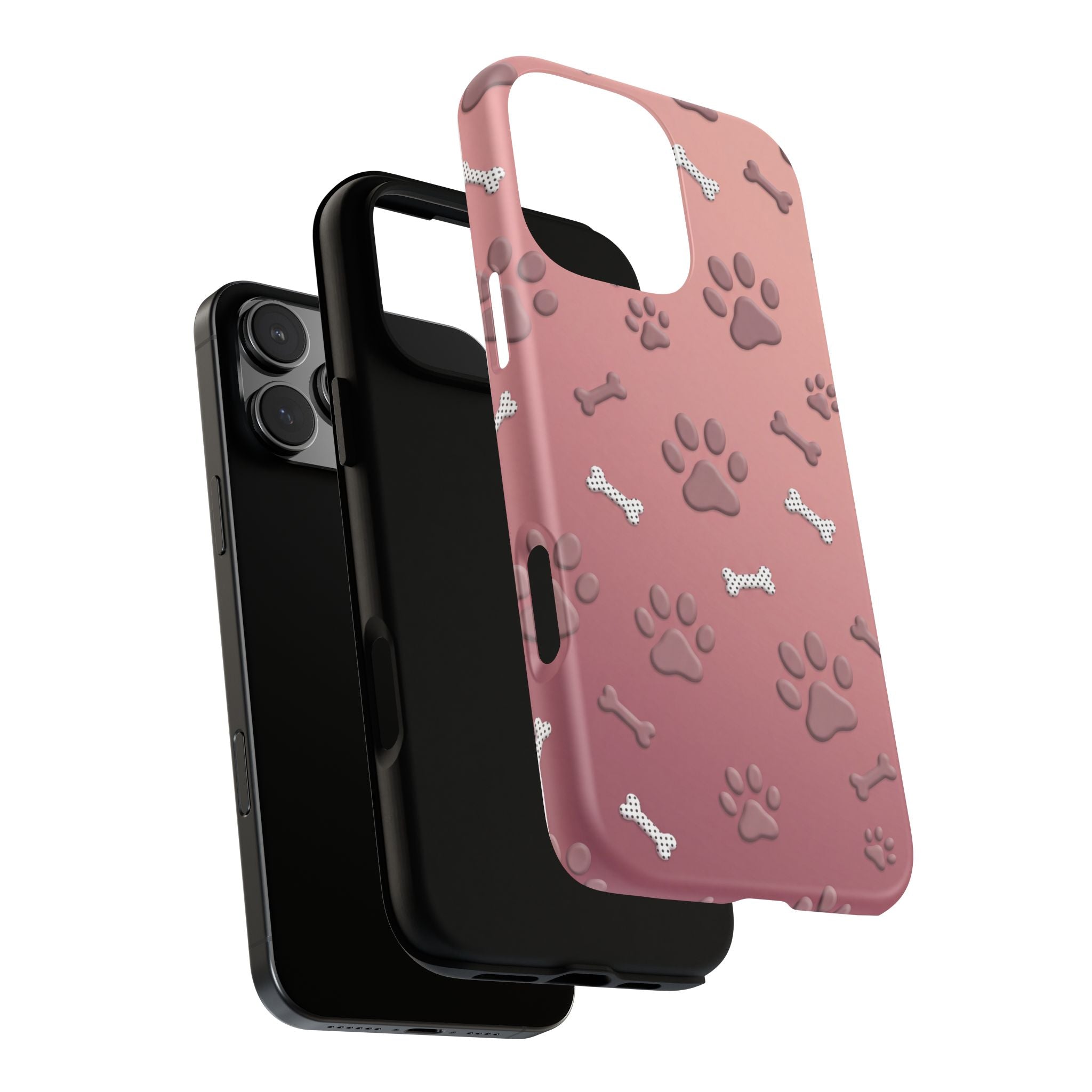 iPhone & Samsung Phone Case | Paw Print & Bone  | Dusty Rose Pattern Case for Frenchie Lovers