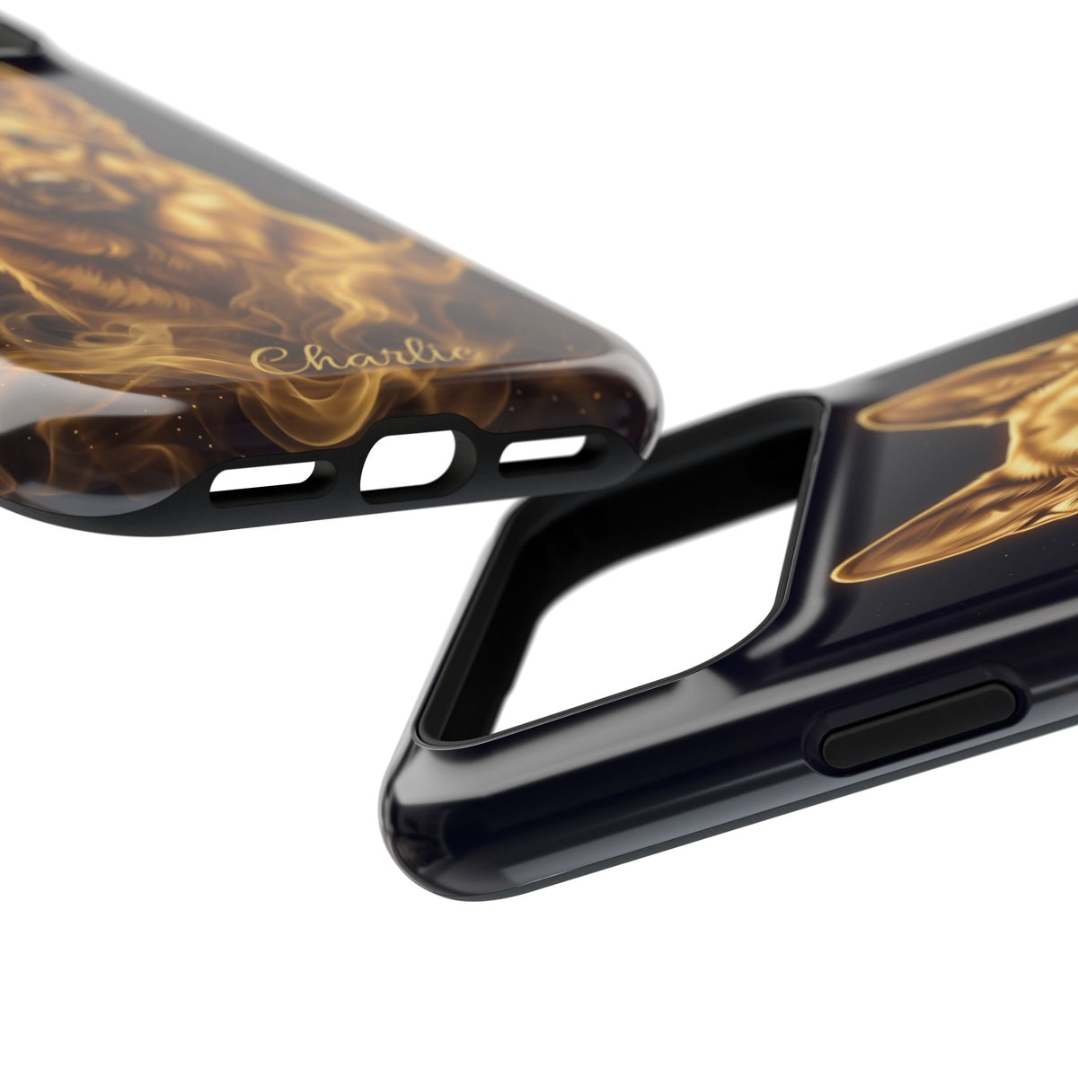 German Shepherd Phone Case | Personalized Gold Glow Art — Tough Magnetic Case with Wireless Charging