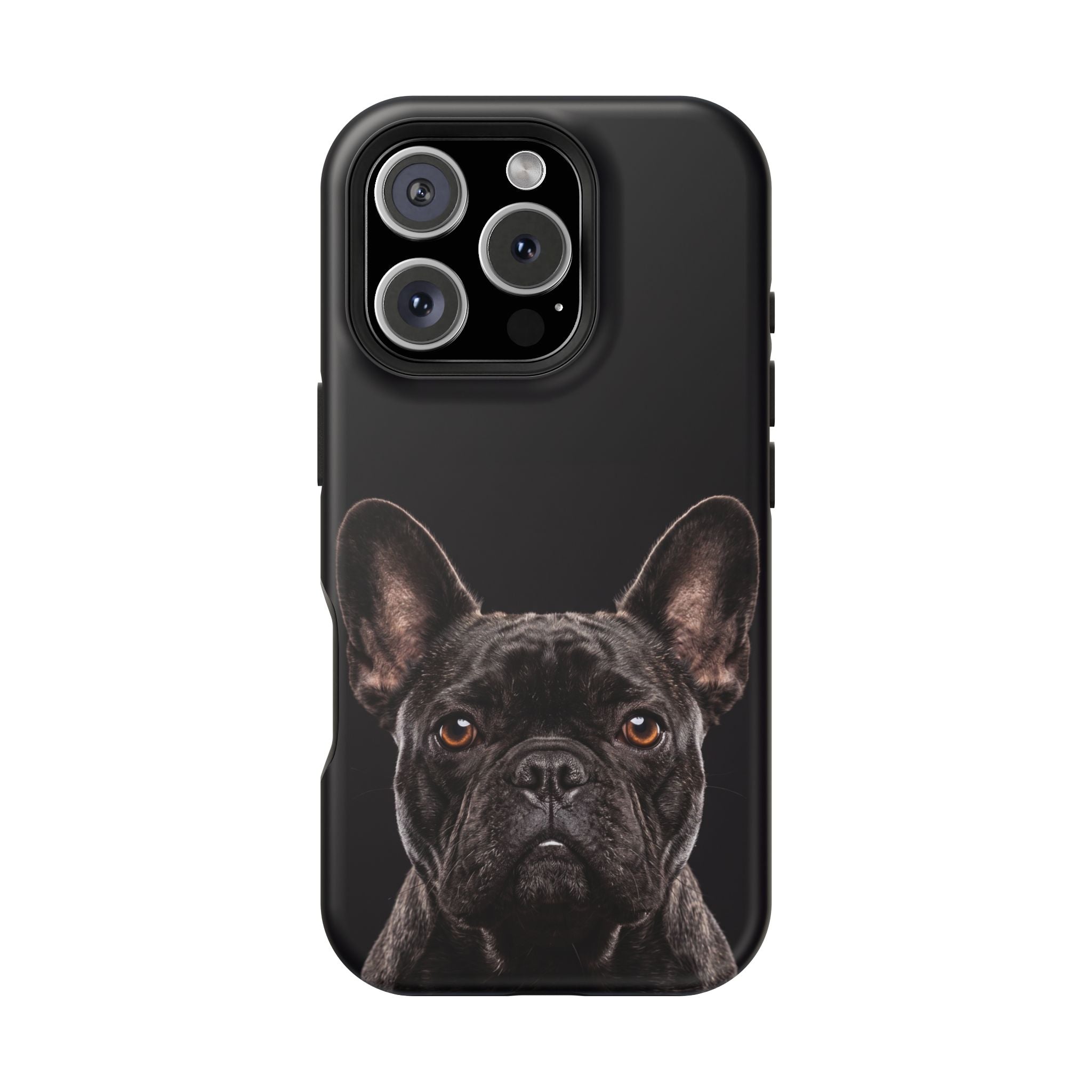 Black French Bulldog Phone Case — Impact-Resistant Wireless Charging Cover