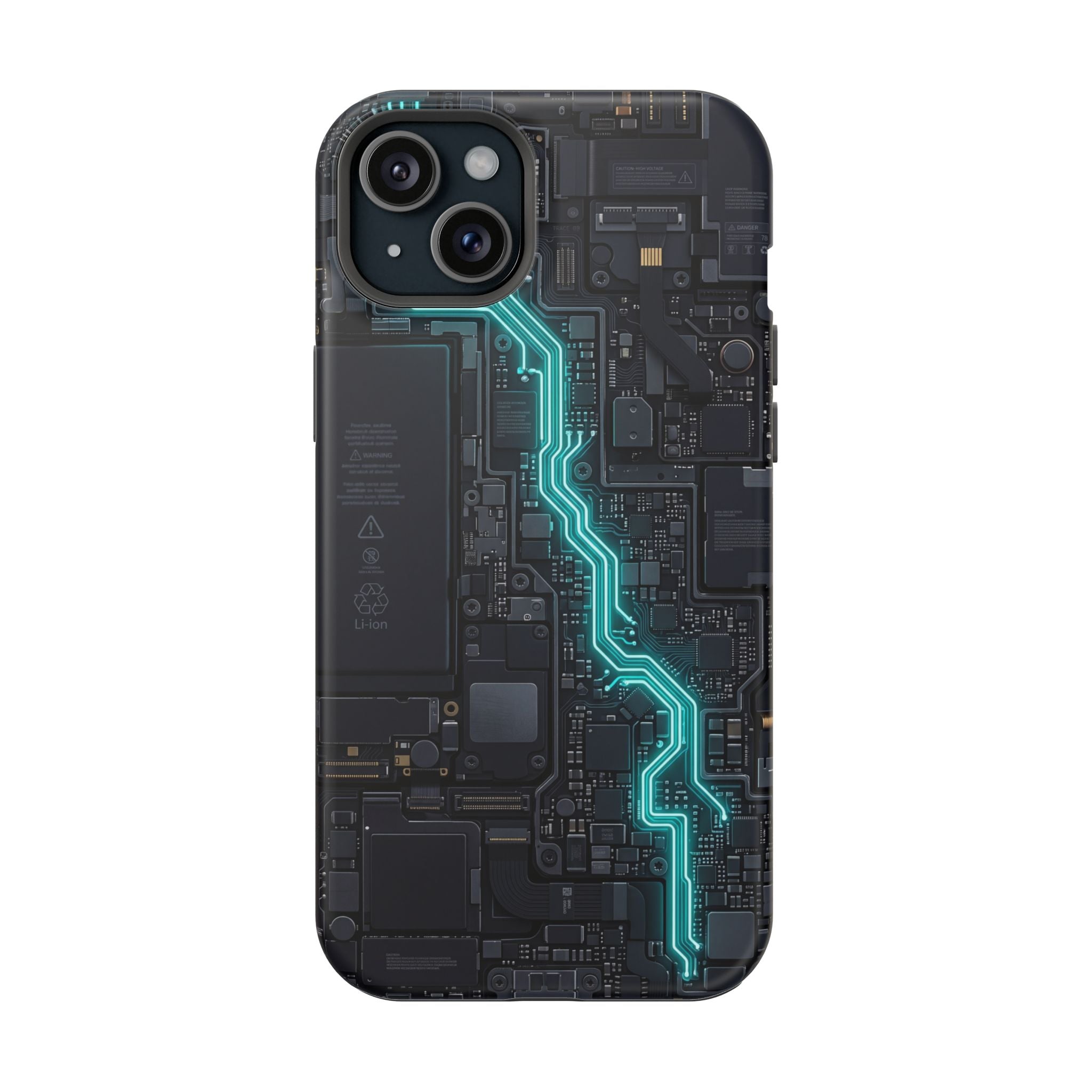 Cyan Bolt Electrician Phone Case — Electric Circuit Wireless Charging Cover