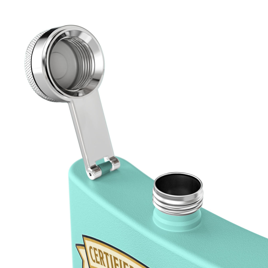 Flask — "Certified Journeyman: Powering Through" 6oz Stainless Steel Hip Flask