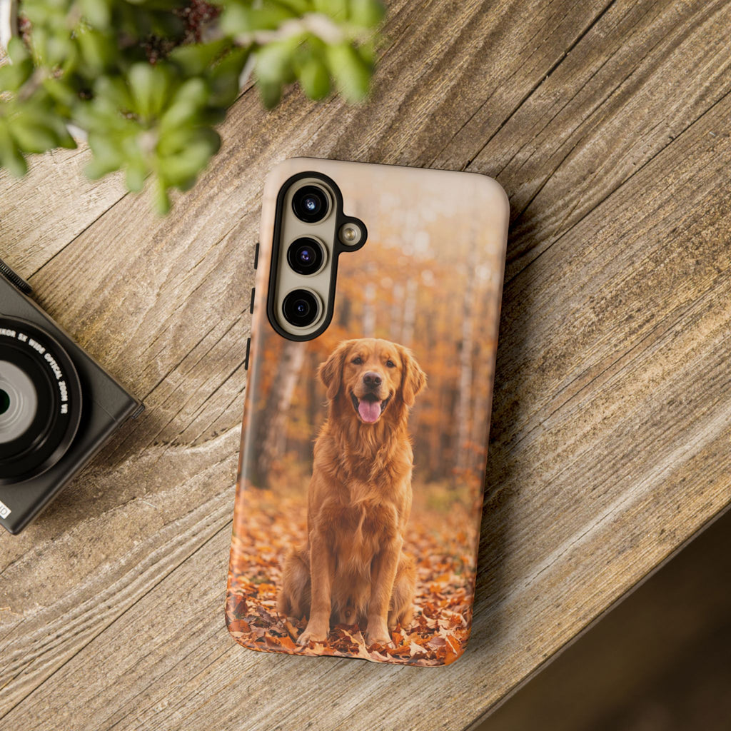 Golden Retriever Autumn Forest Phone Case | Happy Dog in Fall Foliage | Samsung & iPhone