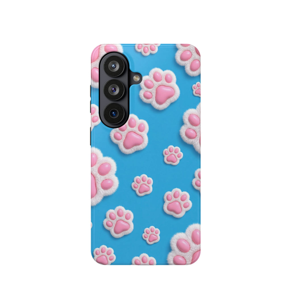 Fluffy Paw Print Phone Case | Cute 3D Pink Paw Pattern Case for Dog & Cat Lovers | iPhone & Samsung