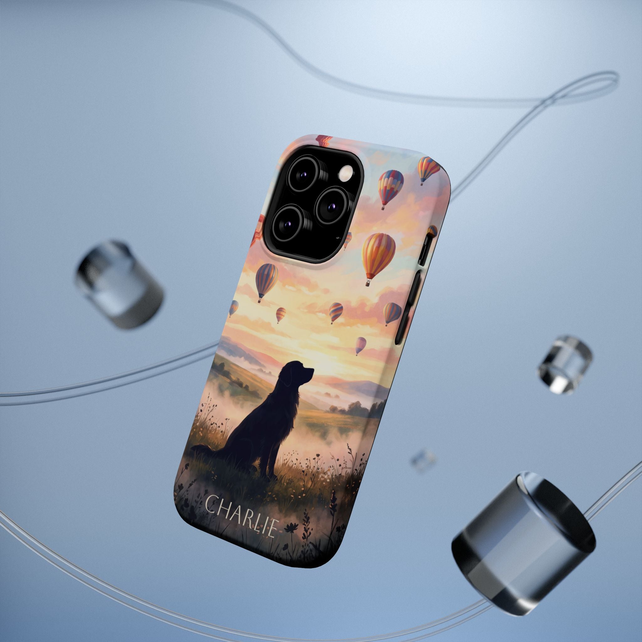 Personalized Golden Retriever Hot Air Balloon Phone Case — Wireless Charging Cover