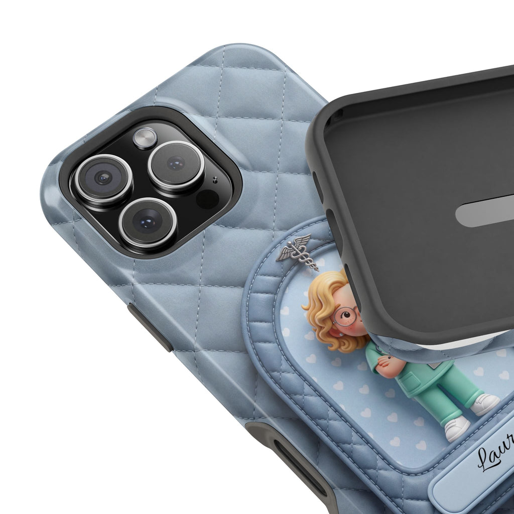Personalized Quilted Nurse Phone Case — Wireless Charging Cover