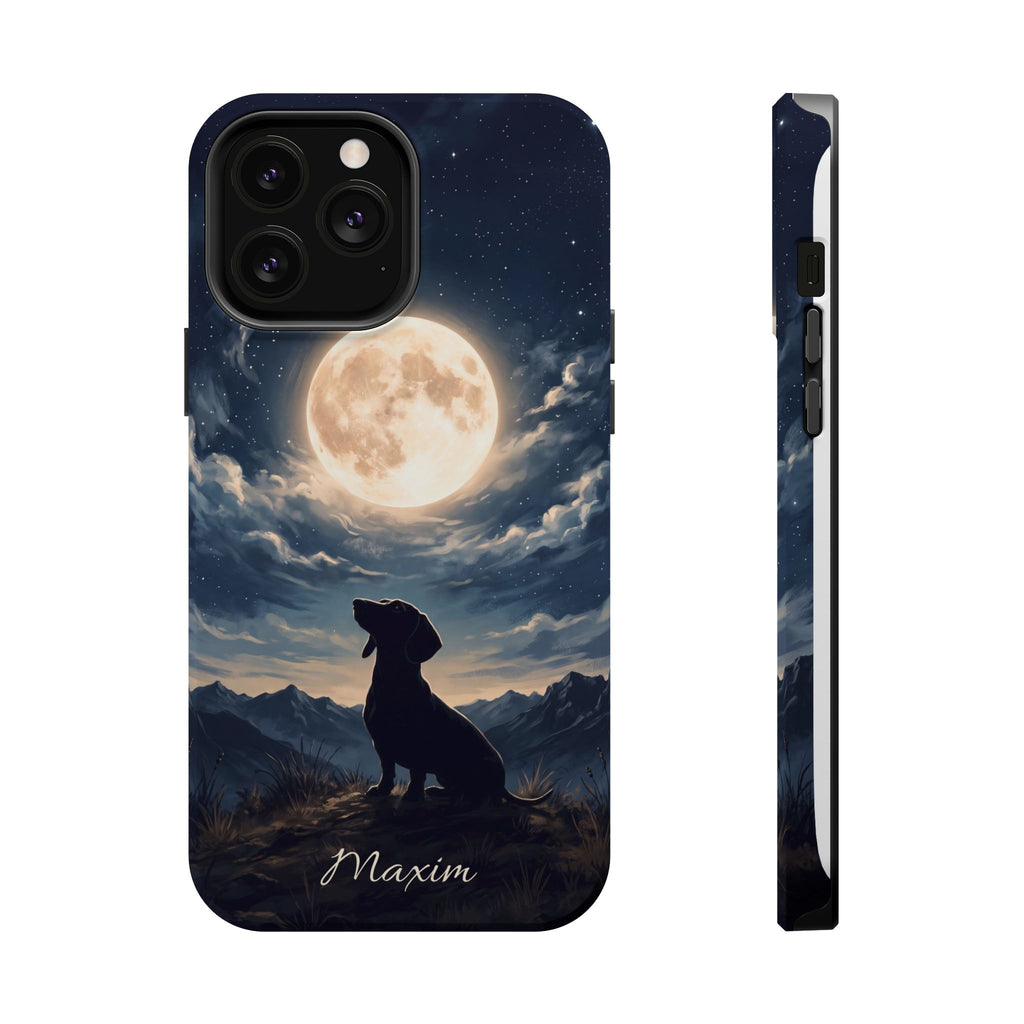 Personalized Dachshund Moonlight Phone Case — Wireless Charging Cover