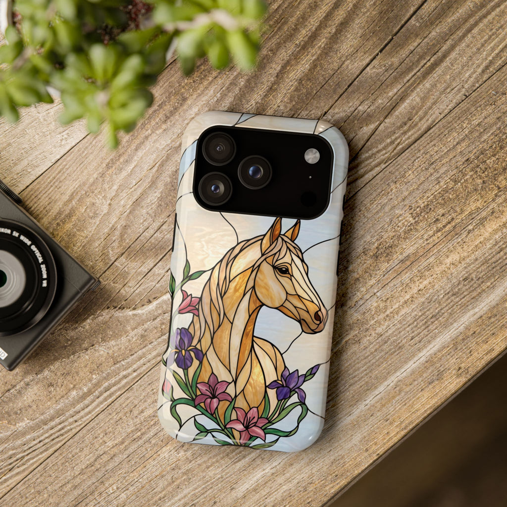 Floral Stained Glass Horse Phone Case — Tough Magnetic Case with Wireless Charging