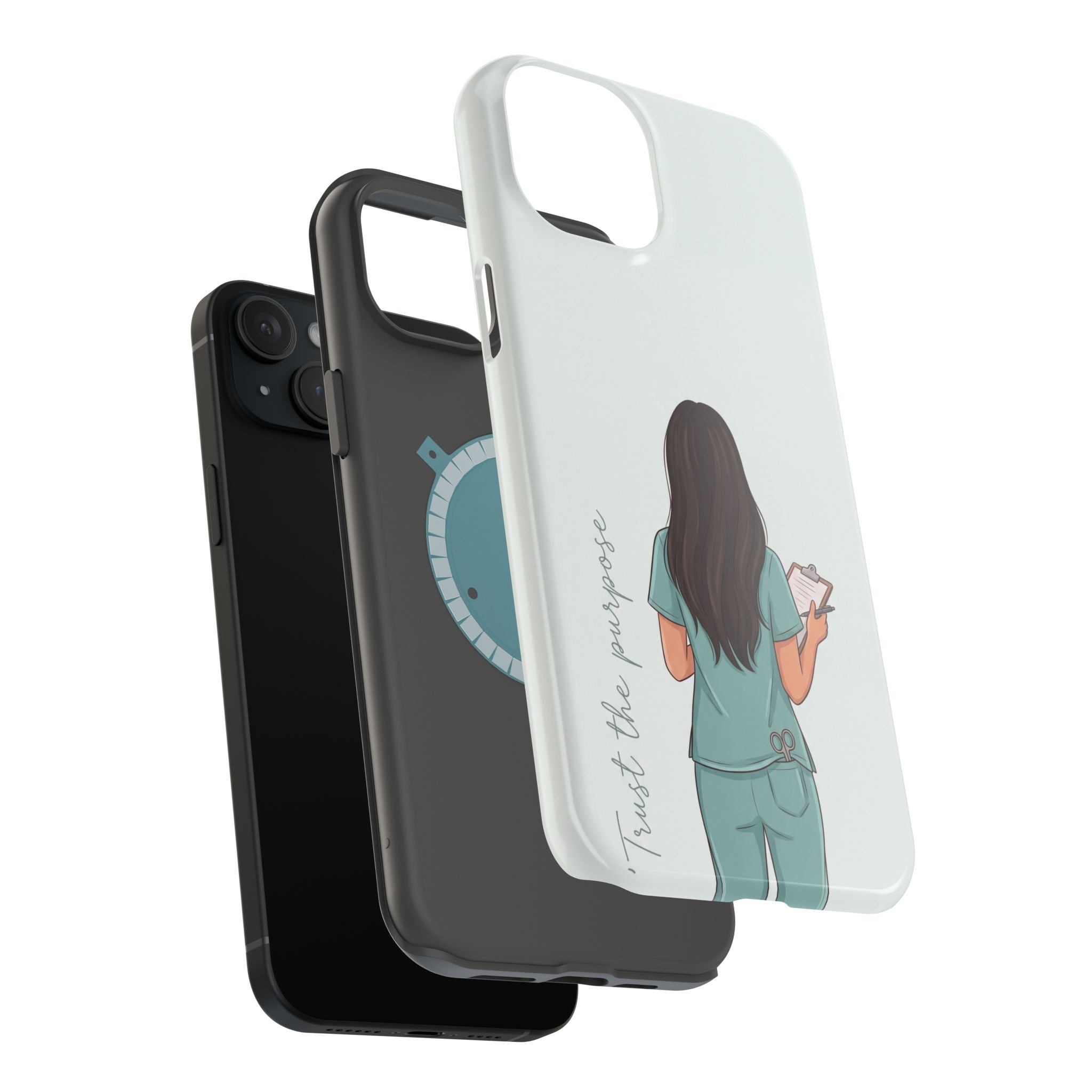 Nurse Illustration Phone Case — Impact-Resistant Wireless Charging Cover