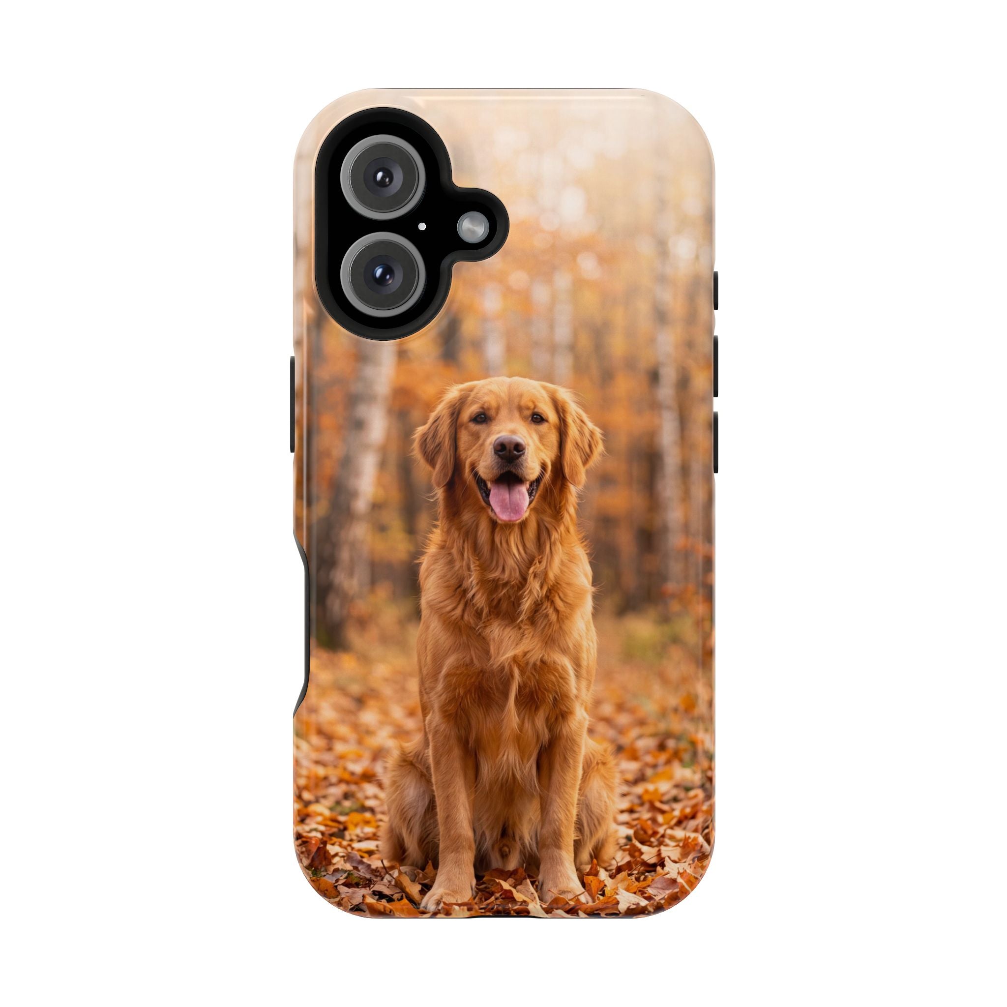 Autumn Golden Retriever Phone Case — Impact-Resistant Wireless Charging Cover