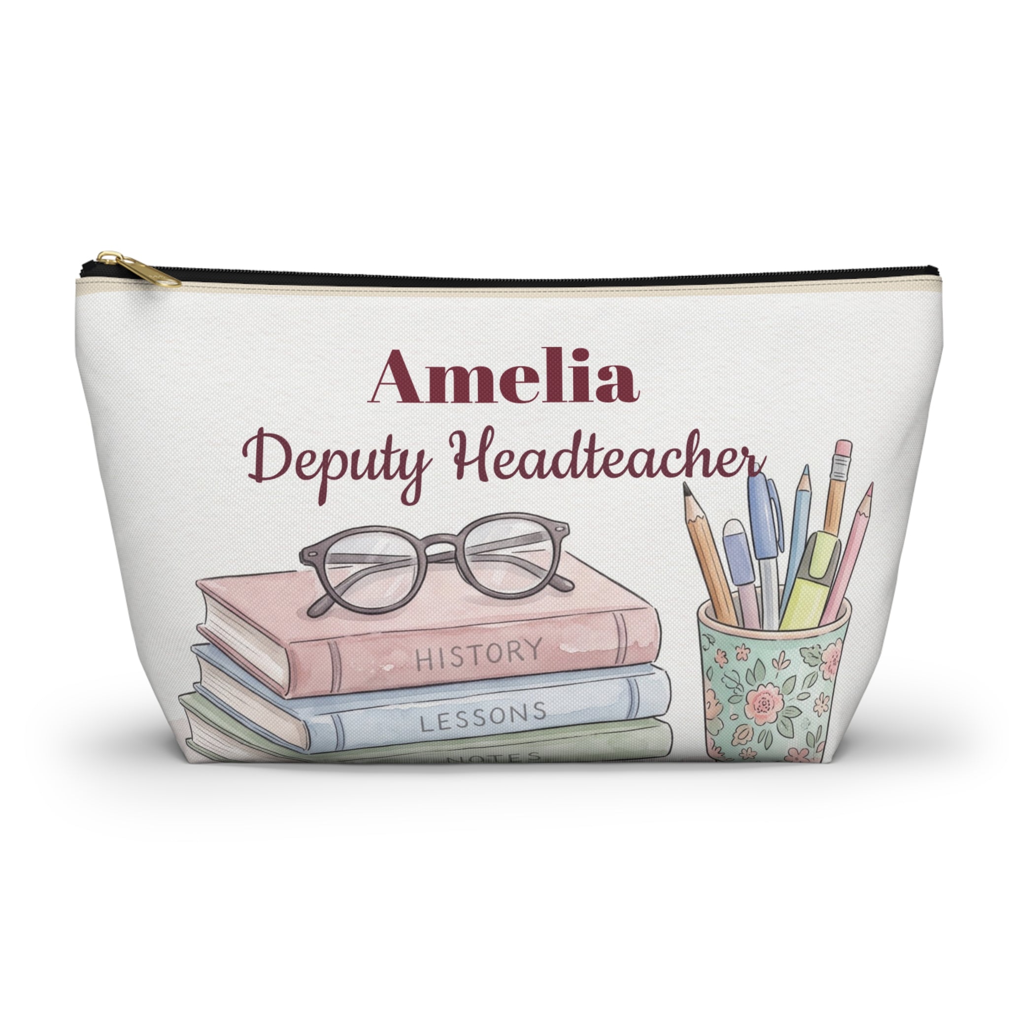 Personalized Teacher Gift Pouch – Custom Name Cosmetic Bag for Headteachers & Teachers