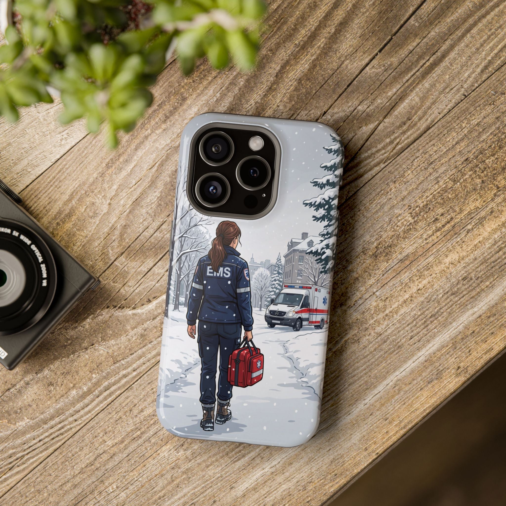 Paramedic/EMT Winter Phone Case — Magnetic Wireless Charging Cover