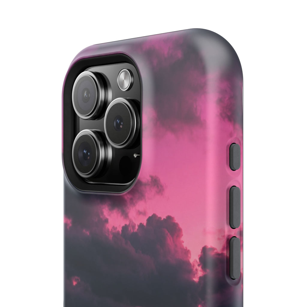 Pink Sky Paw Print Phone Case — Impact-Resistant Wireless Charging Cover