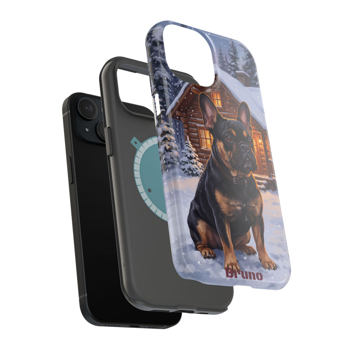Personalized French Bulldog Cozy Cabin Phone Case — Wireless Charging Cover