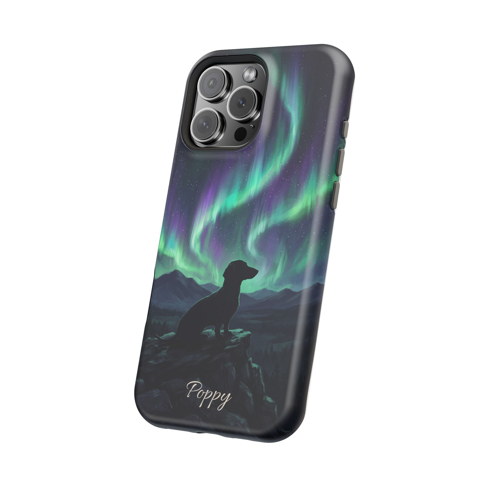 Personalized Dachshund Northern Lights Phone Case — Wireless Charging Cover