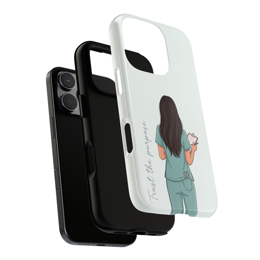 "Trust the Purpose" Nurse Phone Case | Illustrated Nurse in Scrubs Design | iPhone & Samsung