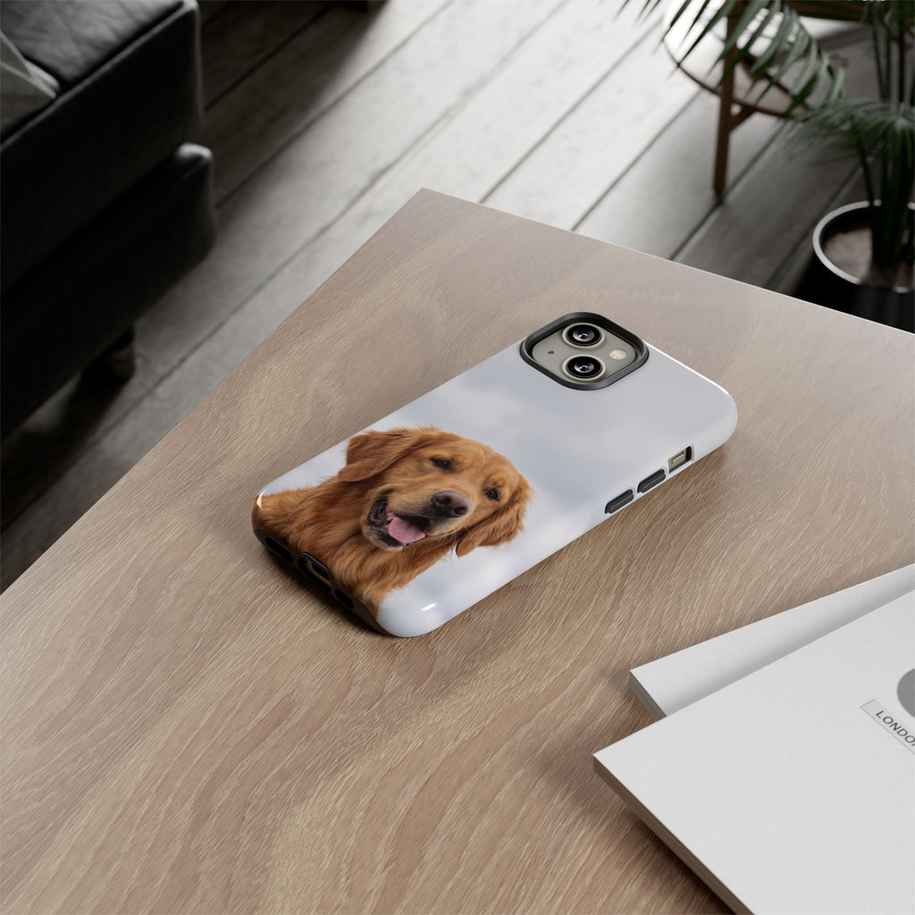 Golden Retriever Portrait Phone Case | Happy Dog Photo on Soft Sky Background | Samsung & iPhone