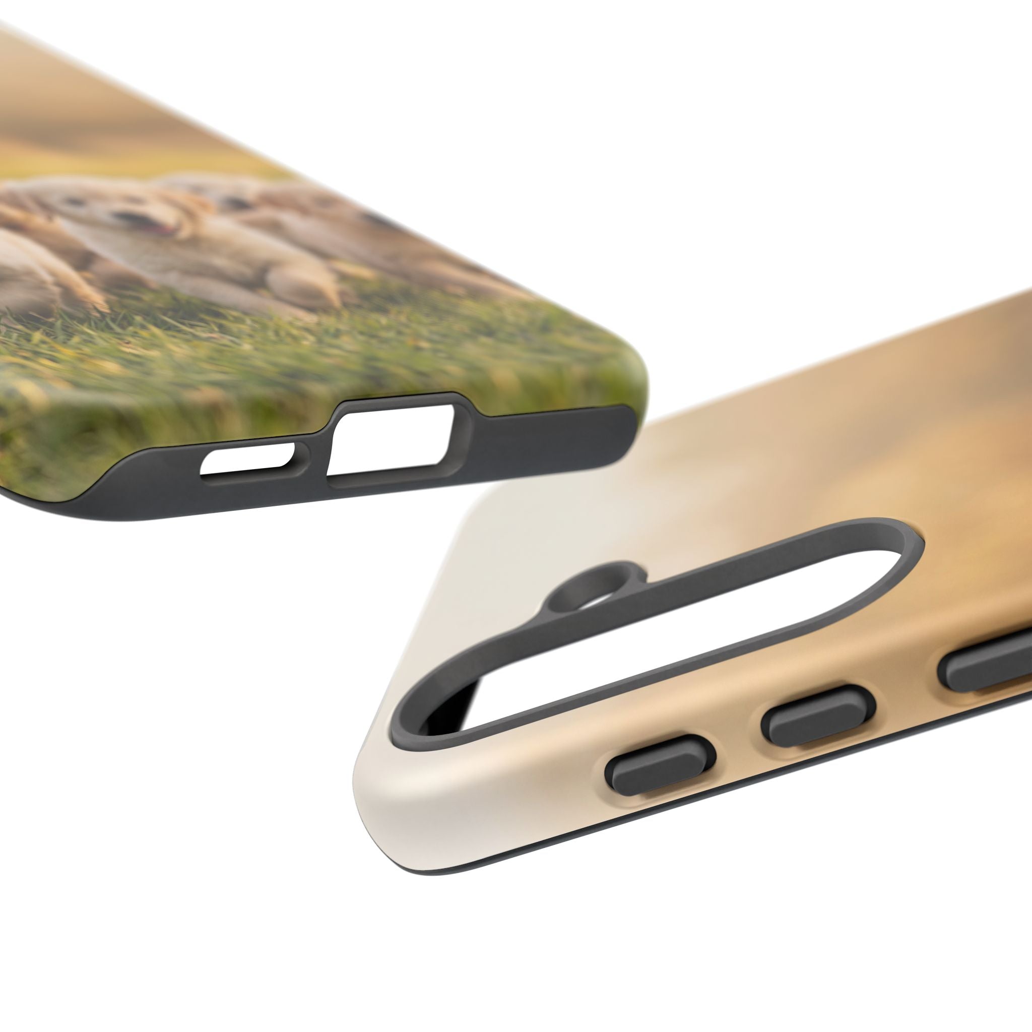 Golden Retriever Puppies Phone Case | Playful Puppy Pack Running in Grass | iPhone & Samsung