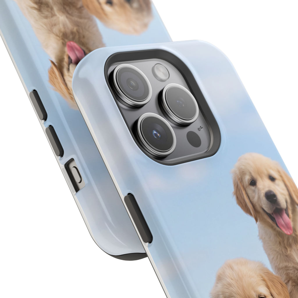 Golden Retriever Puppy Duo Phone Case — Impact-Resistant Wireless Charging Cover