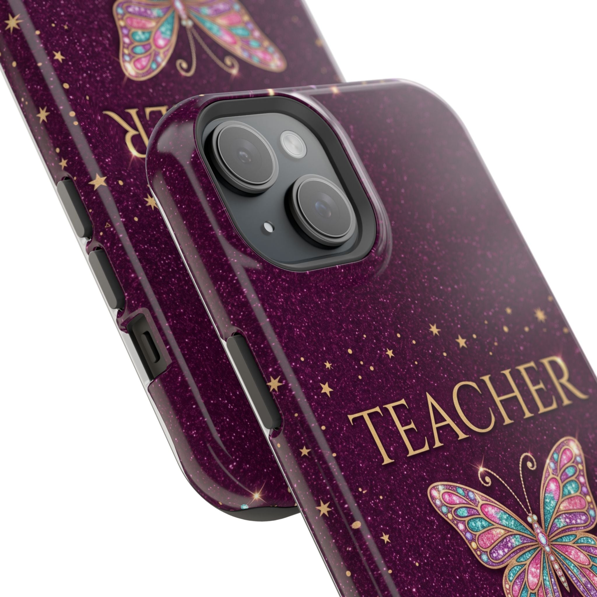 Teacher Life Glitter Butterfly Phone Case — Wireless Charging Cover