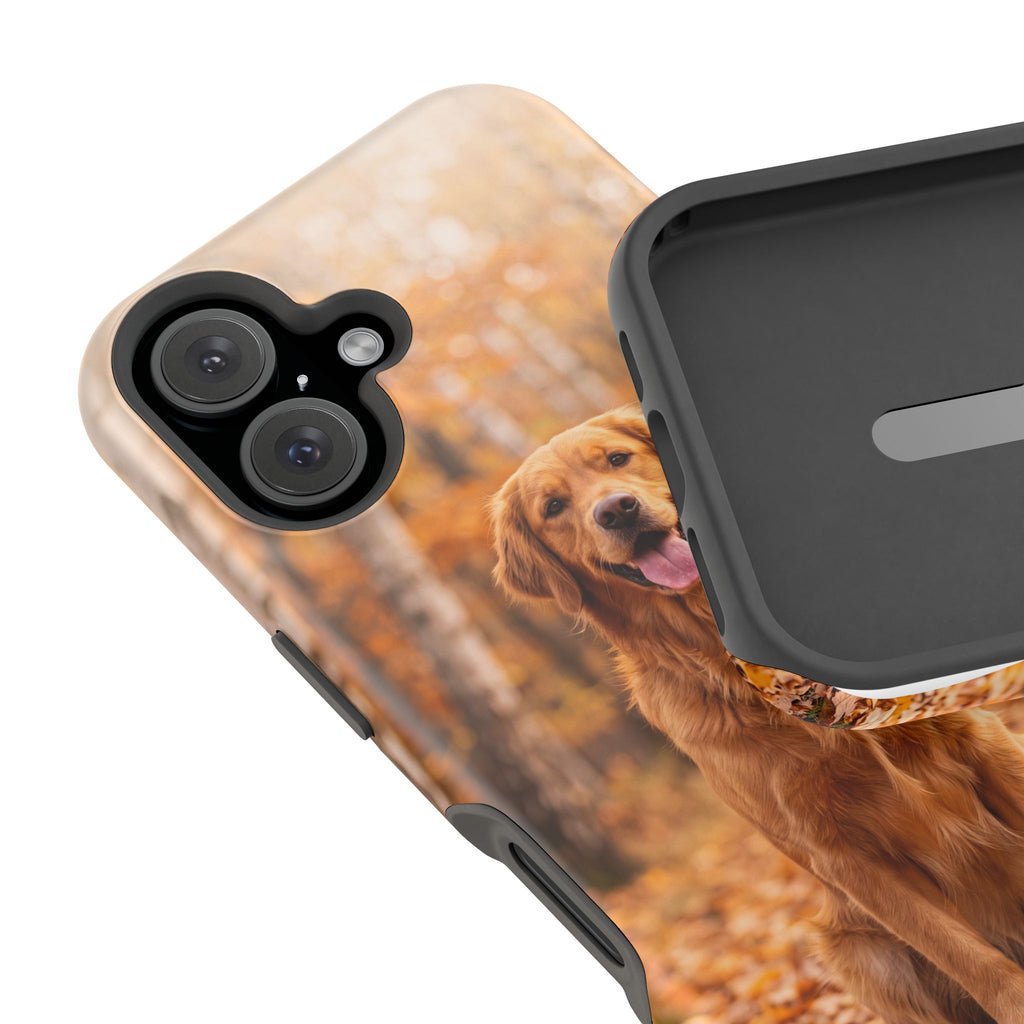 Autumn Golden Retriever Phone Case — Impact-Resistant Wireless Charging Cover