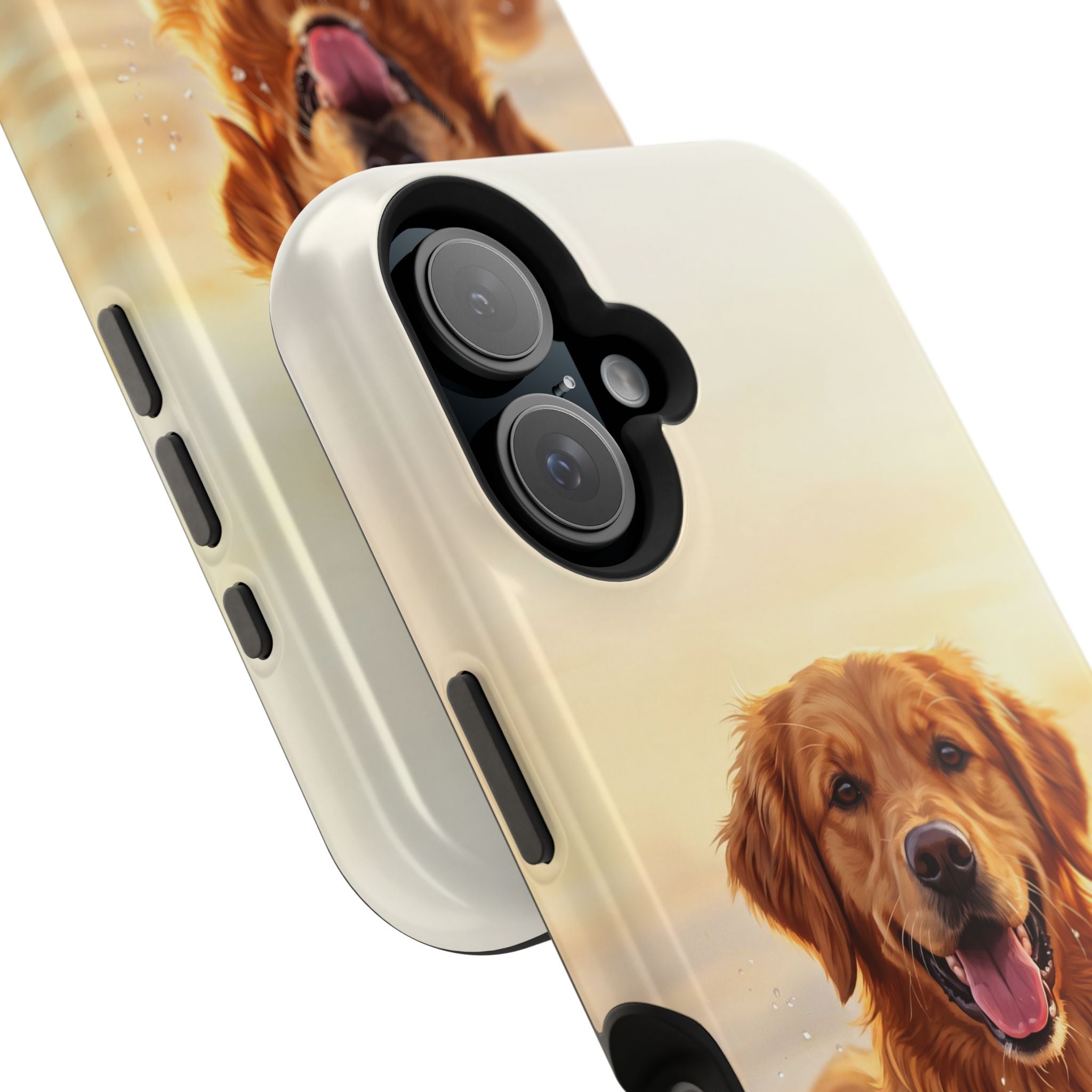 Beach Golden Retriever Phone Case — Impact-Resistant Wireless Charging Cover