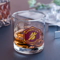 Plumbing Is My Superpower Badge Rocks Glass 10oz — Burgundy & Gold Plumber Glass