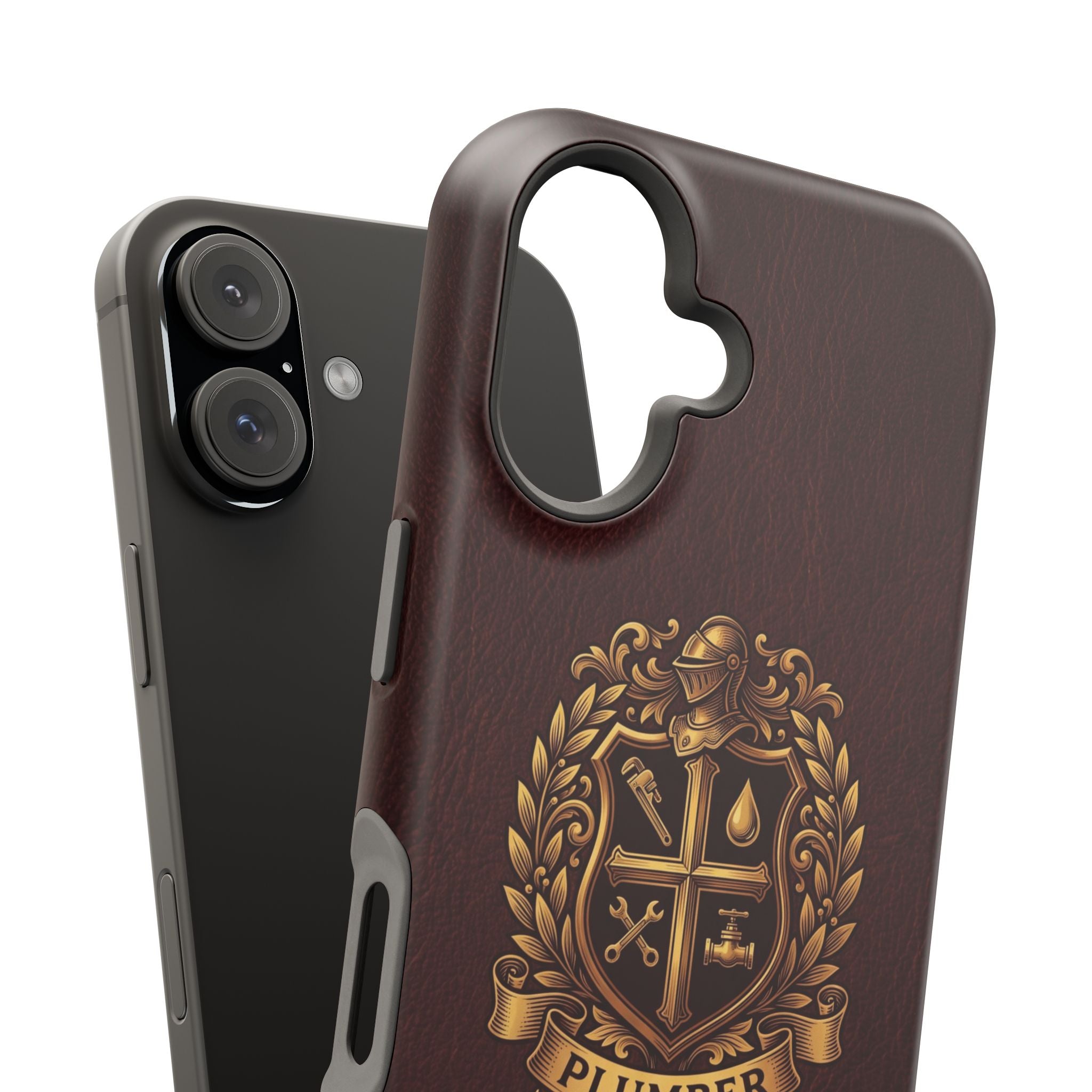 Plumber Crest Phone Case — Heraldic Shield Design Wireless Charging Cover
