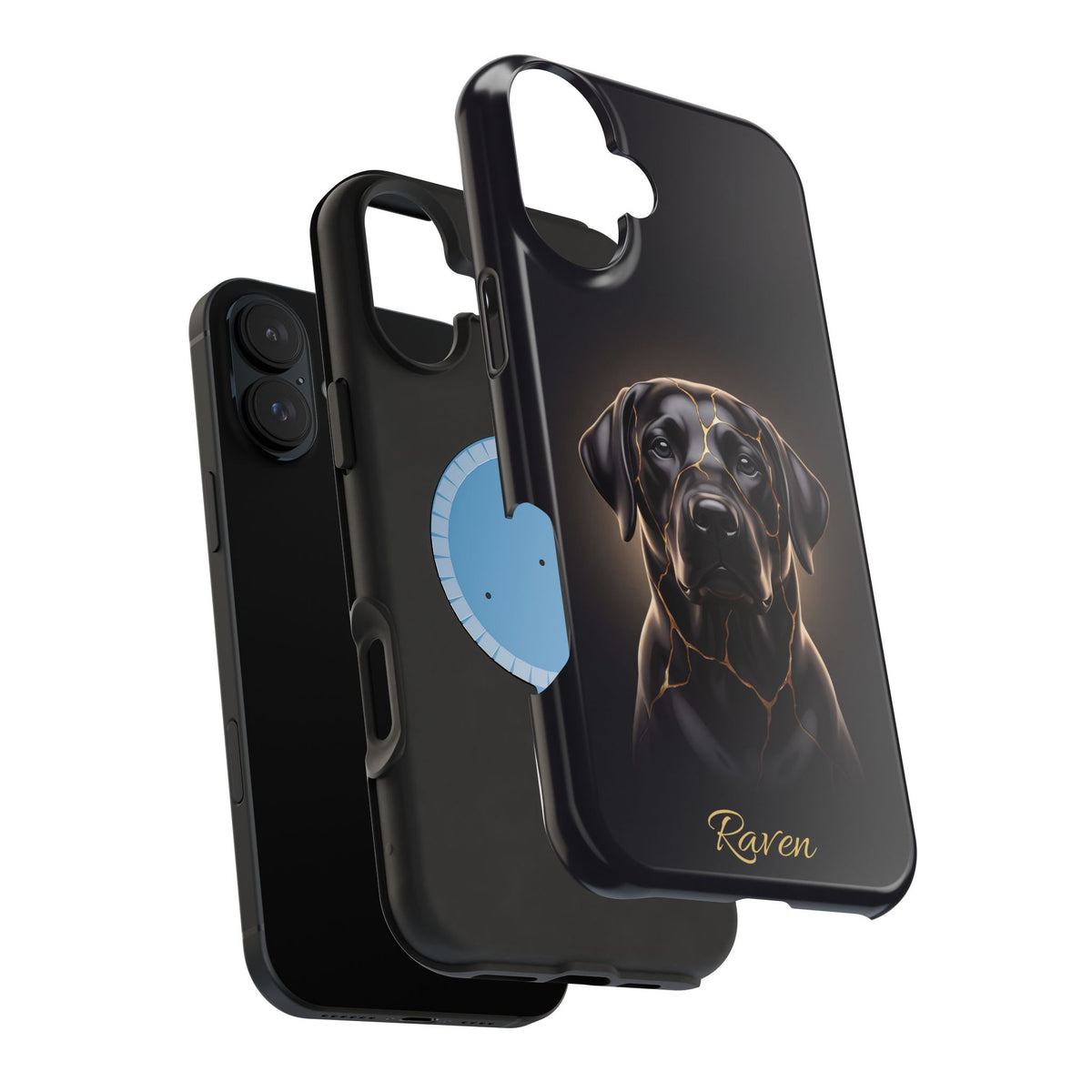 Personalized Obsidian Kintsugi Labrador Phone Case — Tough Magnetic Case with Wireless Charging