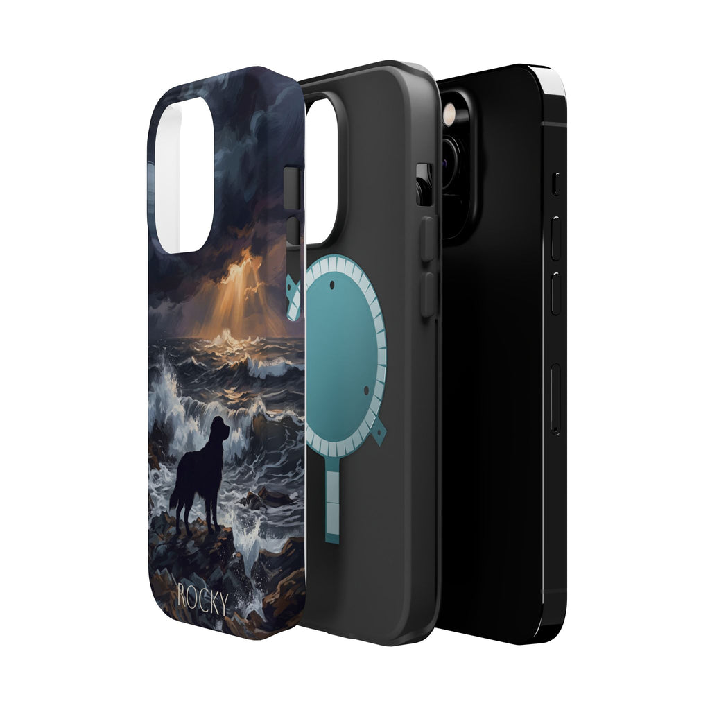 Personalized Golden Retriever Stormy Sea Phone Case — Wireless Charging Cover