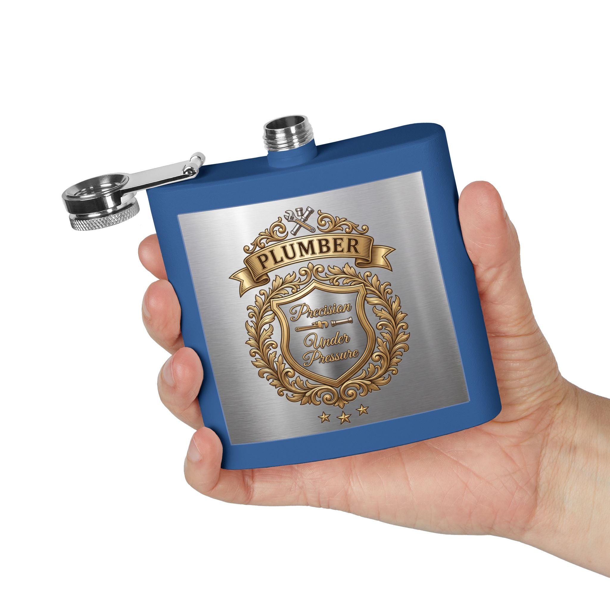 Flask — "Plumber: Precision Under Pressure" 6oz Stainless Steel Hip Flask