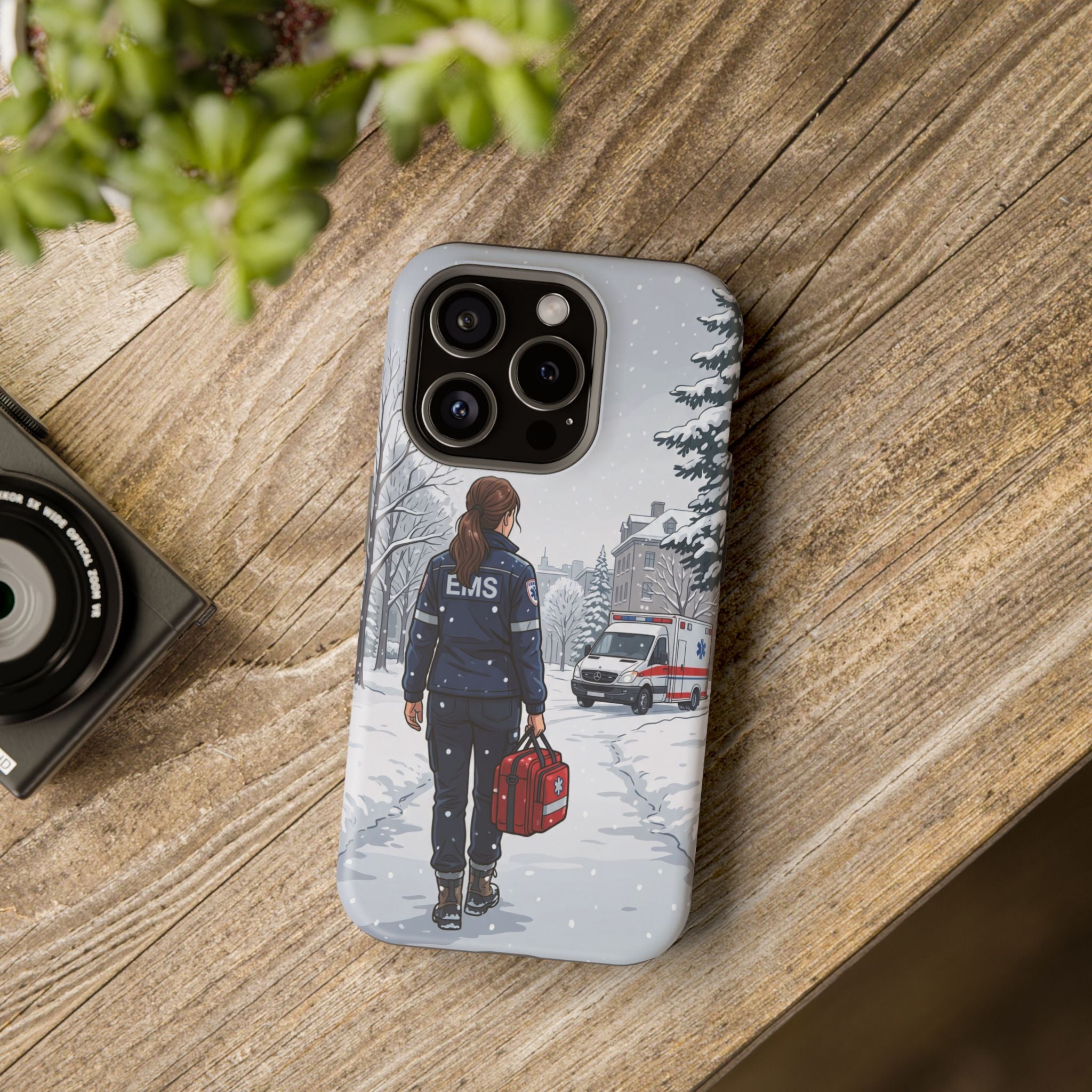 Paramedic/EMT Winter Phone Case — Magnetic Wireless Charging Cover