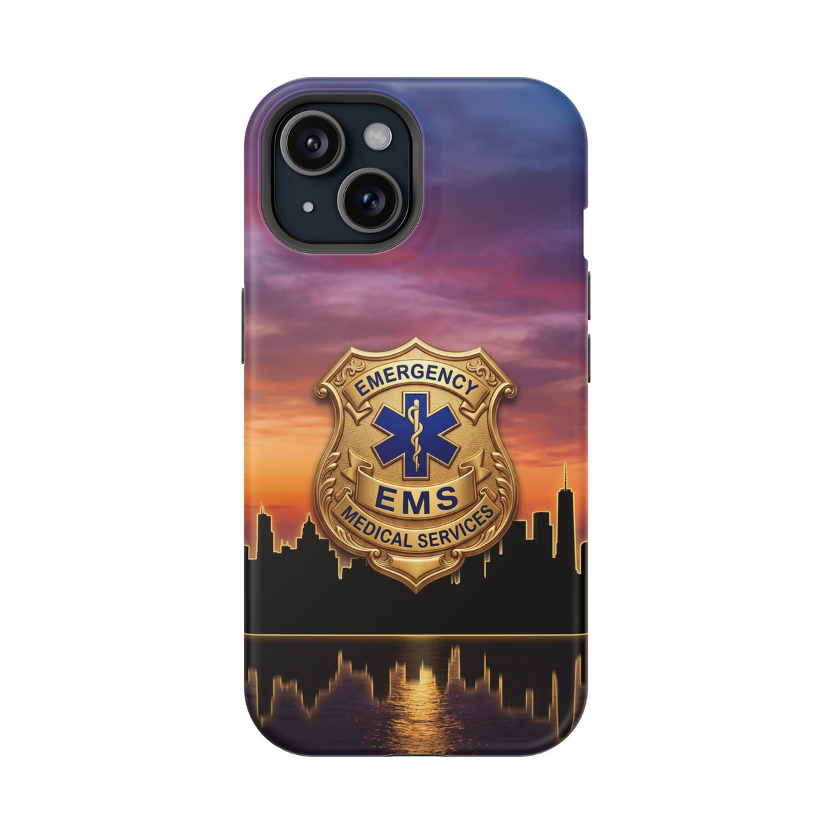 EMS Badge Sunset Skyline Phone Case — Magnetic Wireless Charging Cover